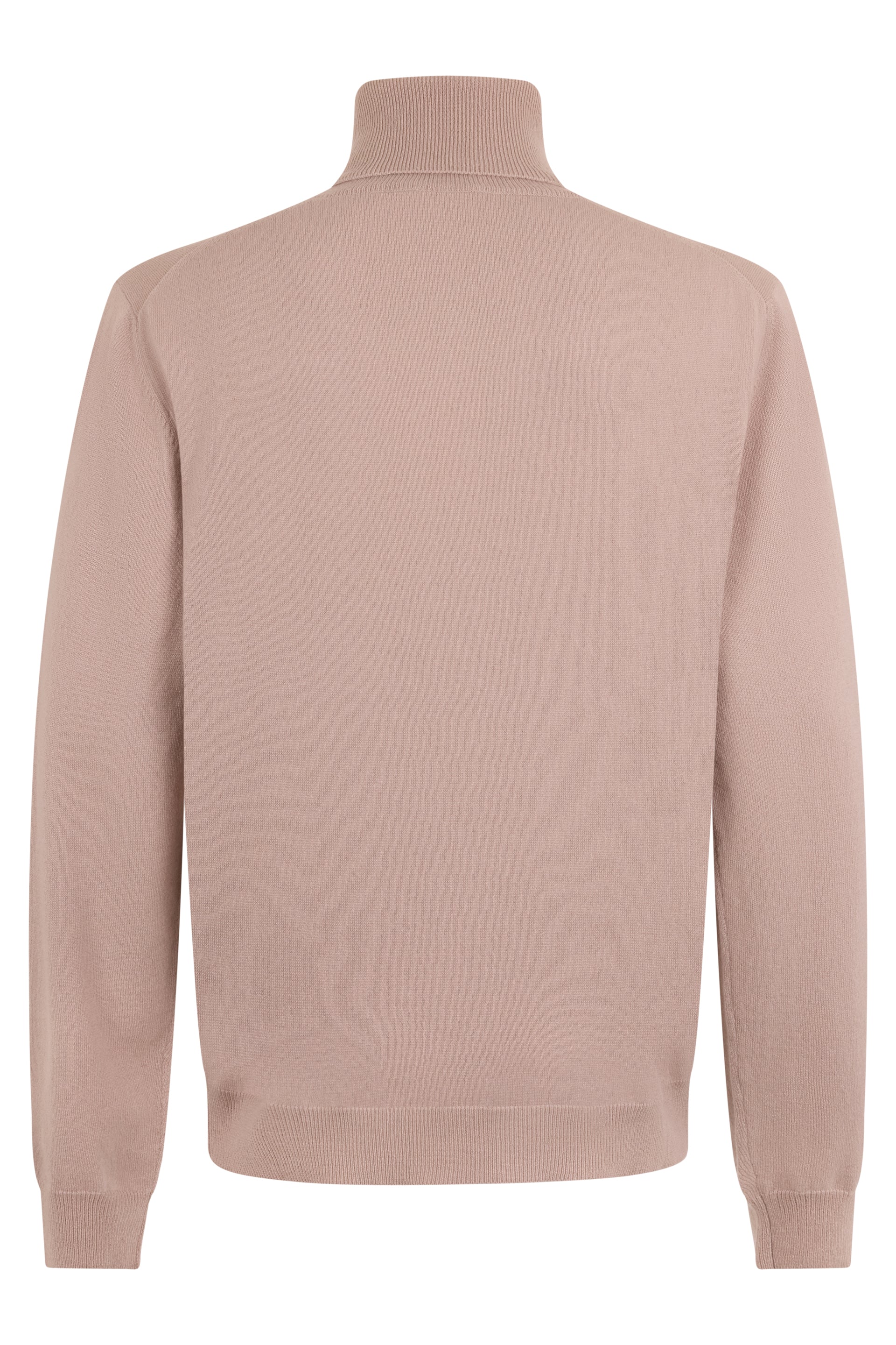 Beige sweater with high collar and minimalist and refined design.