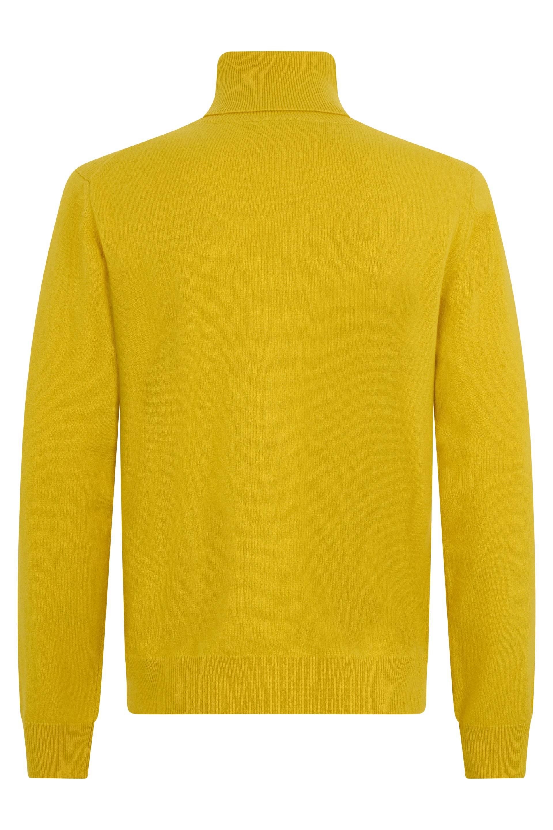 Yellow sweater with a high collar, comfortable and versatile.