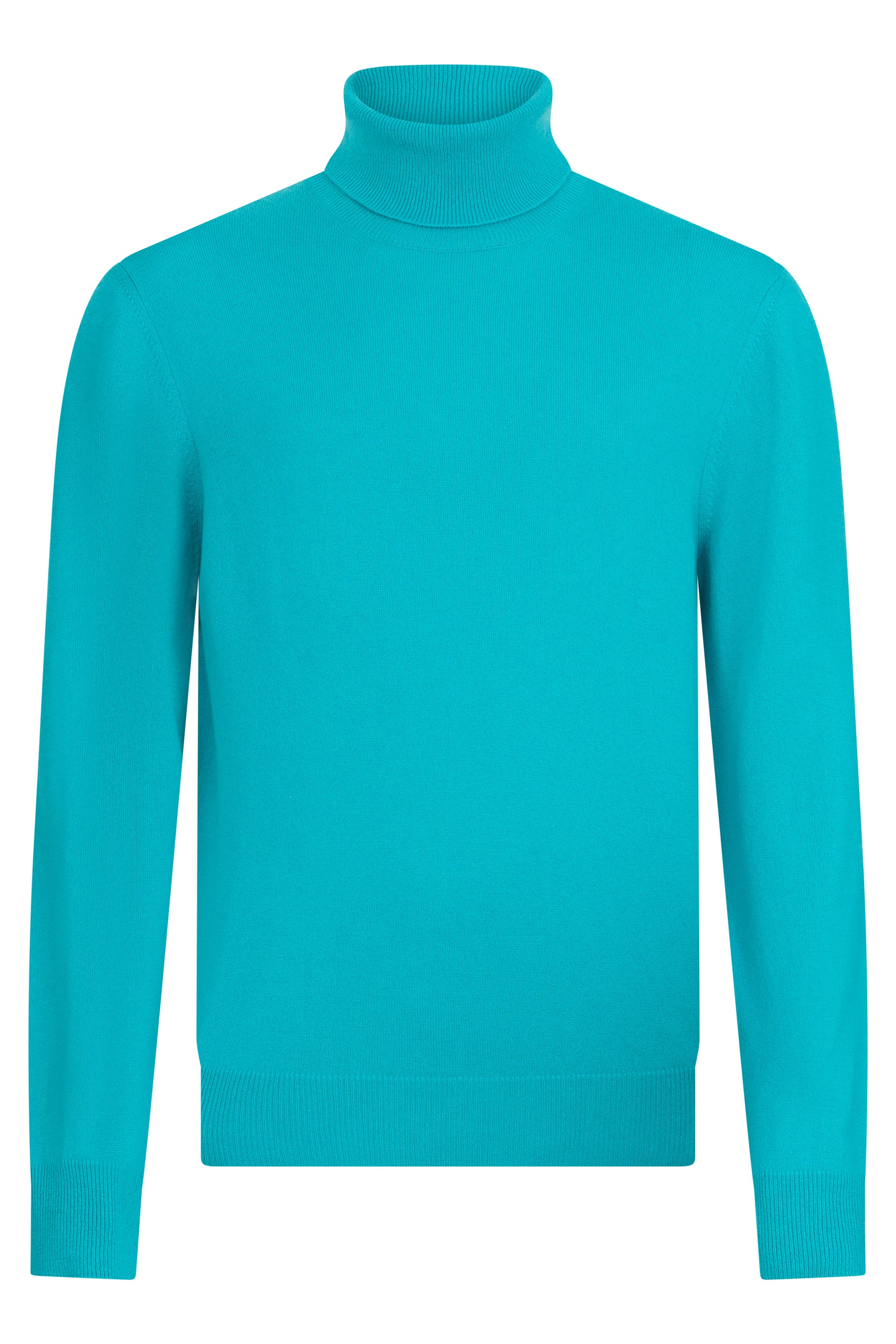 Turtleneck sweater in turquoise color with a minimal and elegant design.