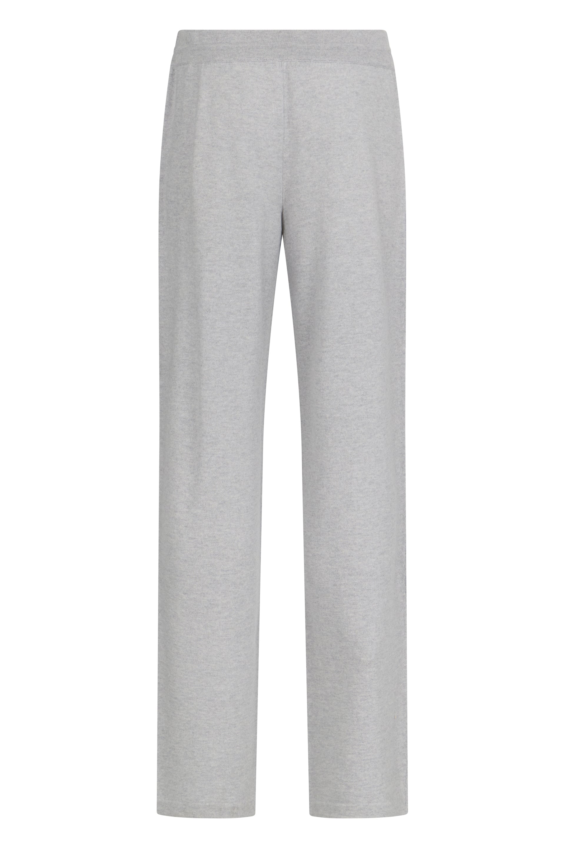 Light gray casual pants with pockets.