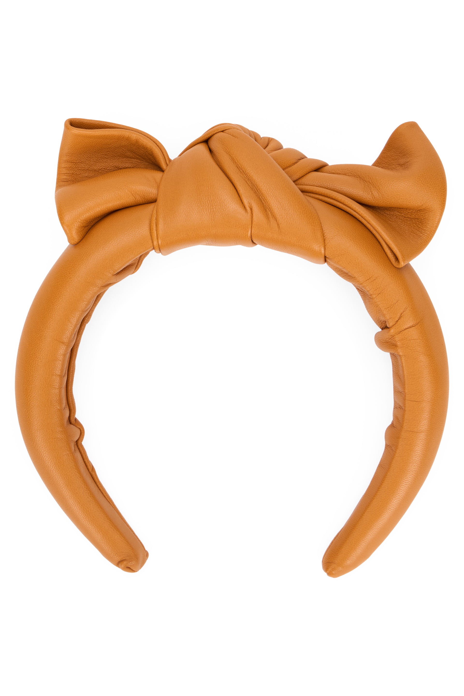 Elegant hairband made of camel-colored leather, elegant and versatile.