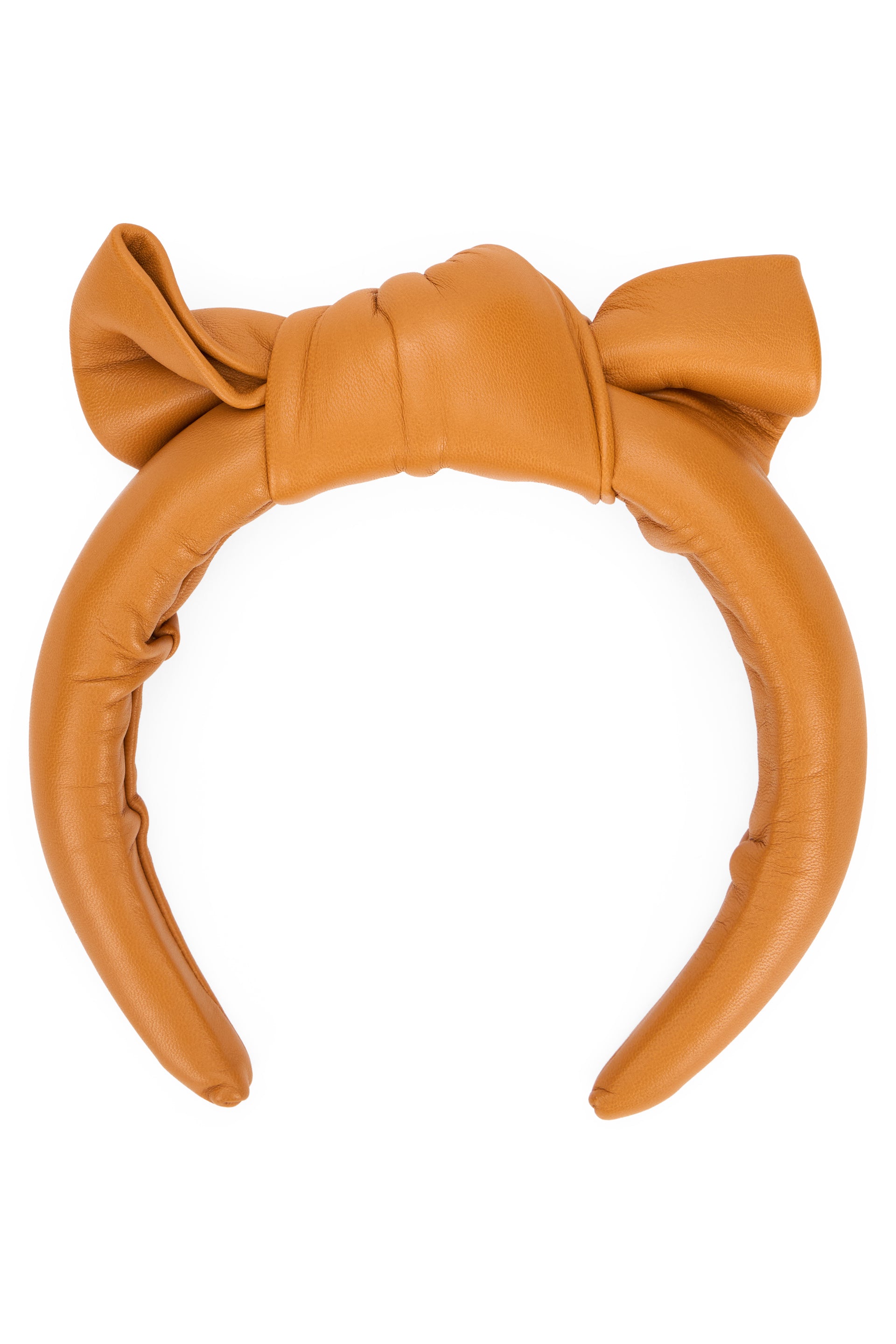 Elegant hairband made of camel-colored leather, elegant and versatile.