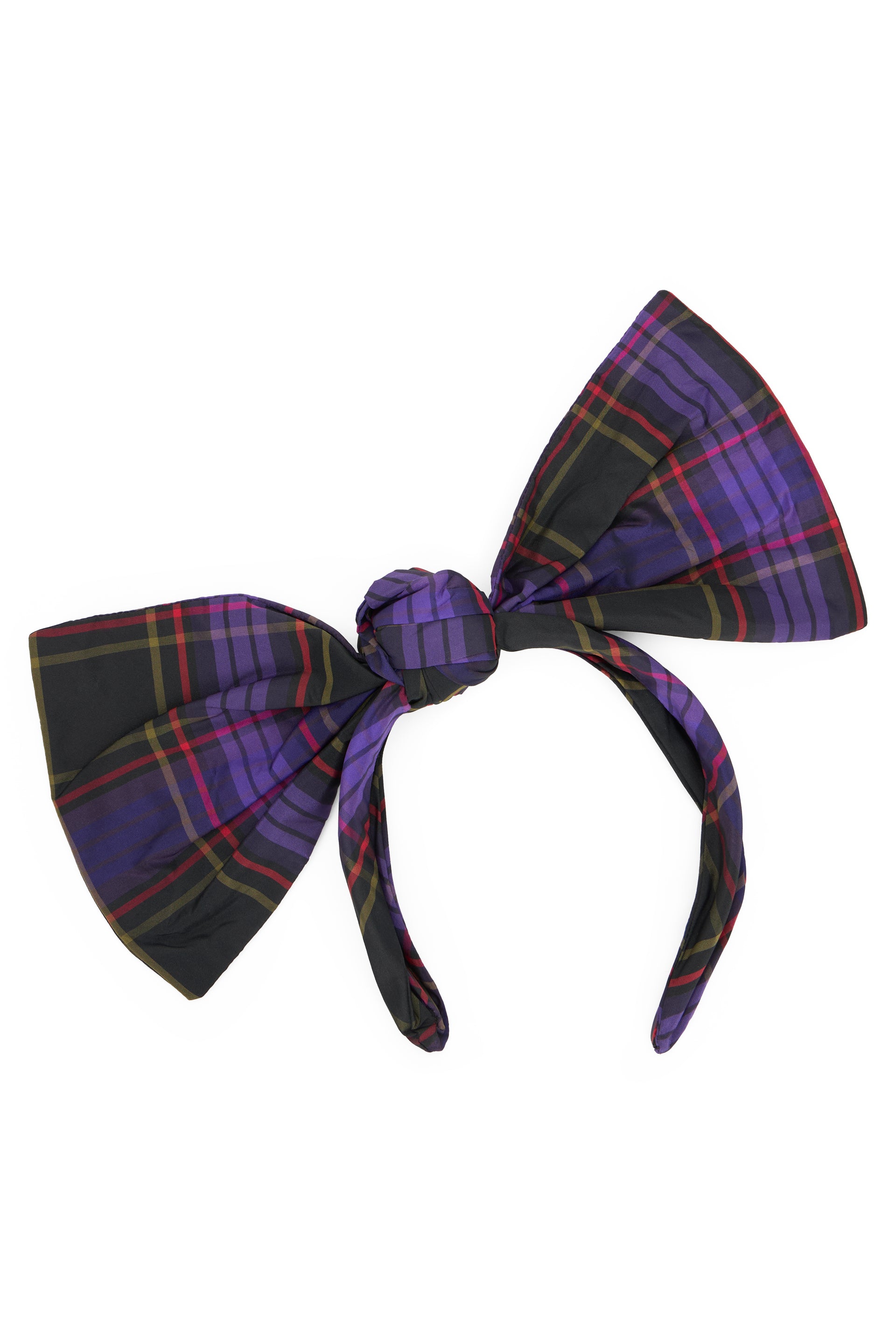Headband for black and purple hair with elegant bow.
