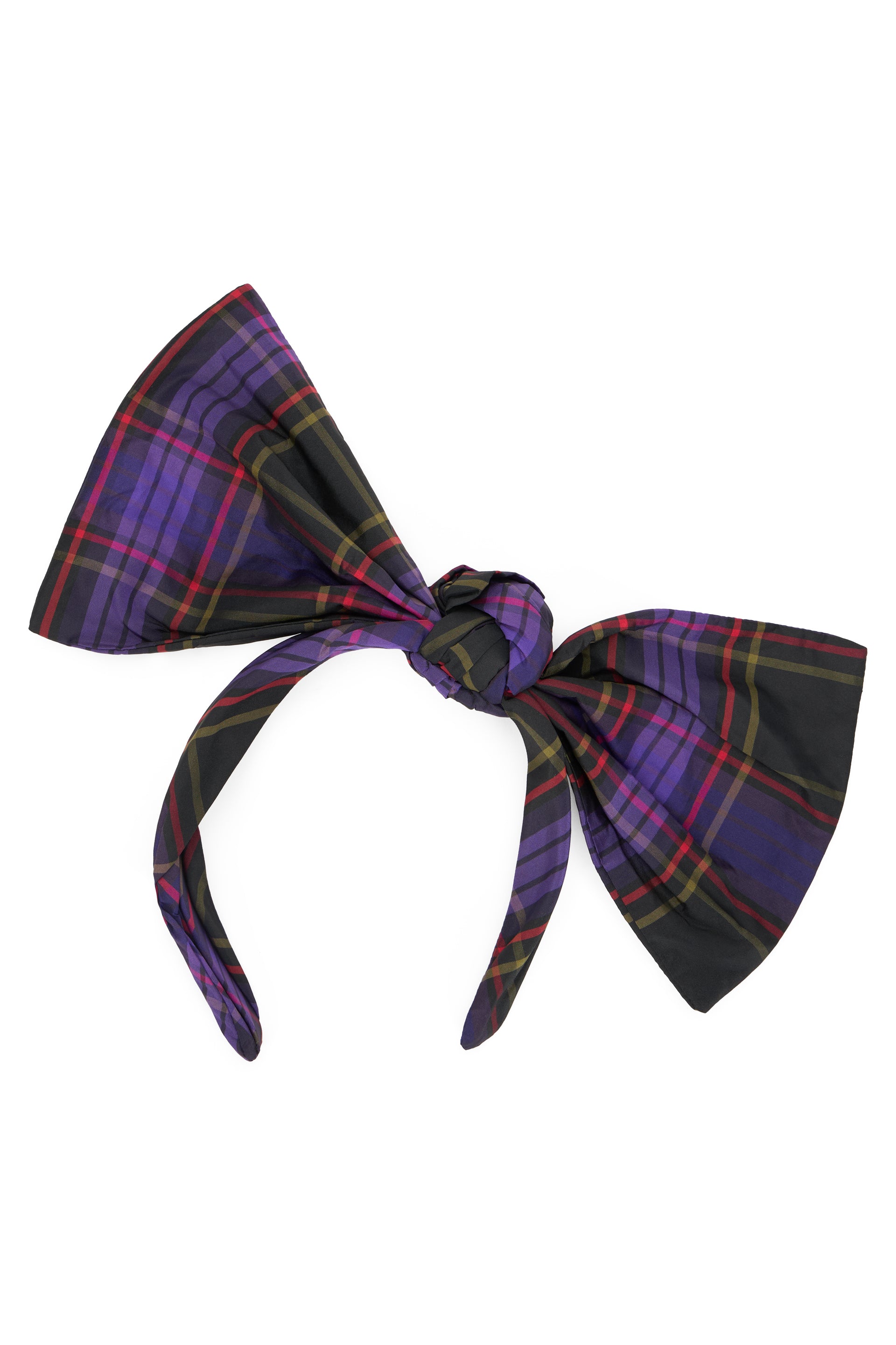 Headband for black and purple hair with elegant bow.