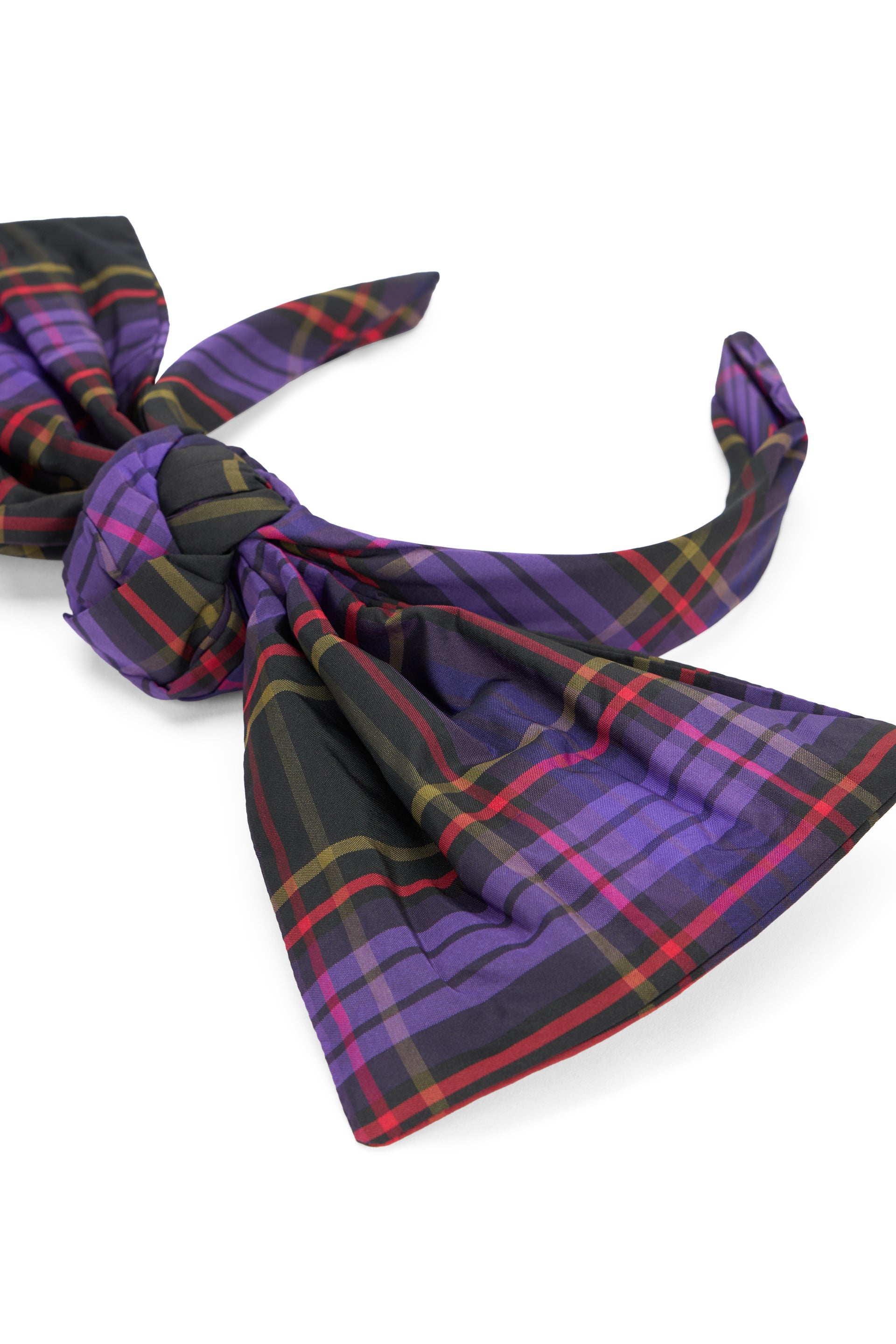 Headband for black and purple hair with elegant bow.