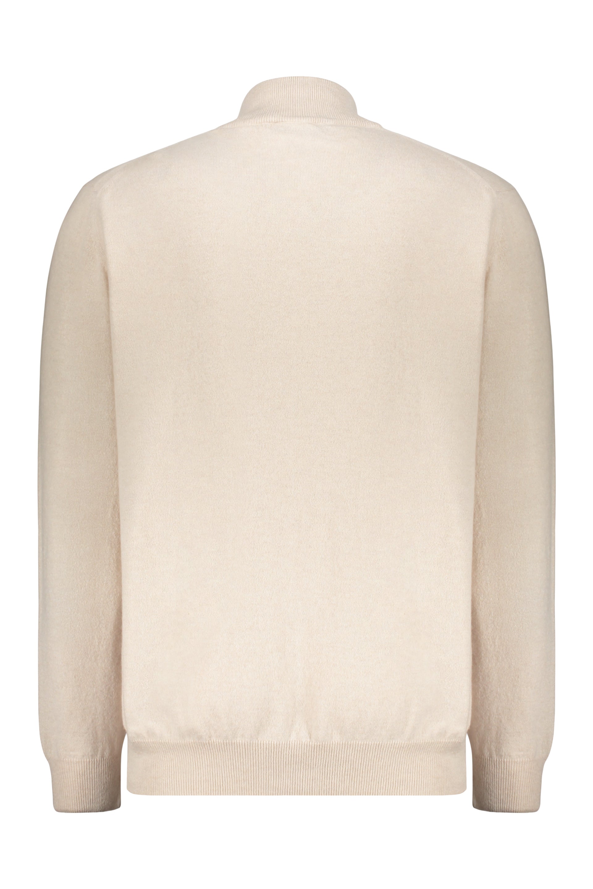 Light ivory cardigan with zip and cuffs