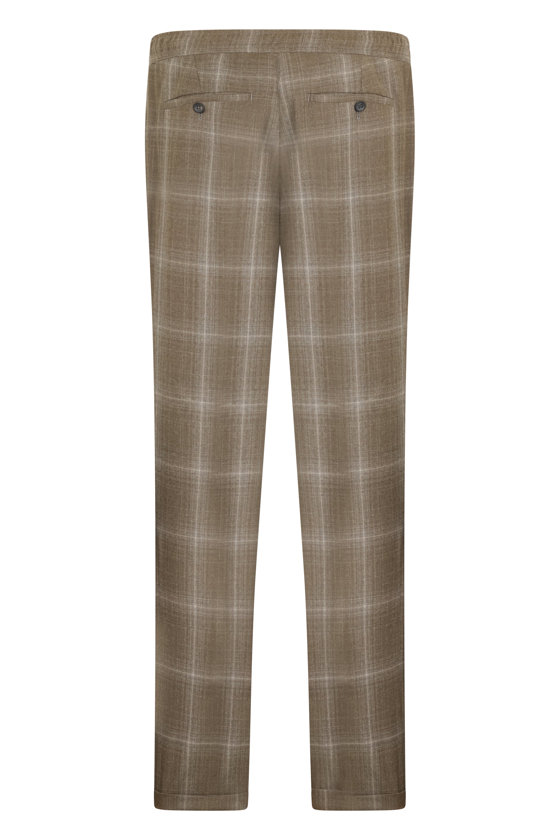 Pants in shades of beige and brown with a checkered pattern in casual design.