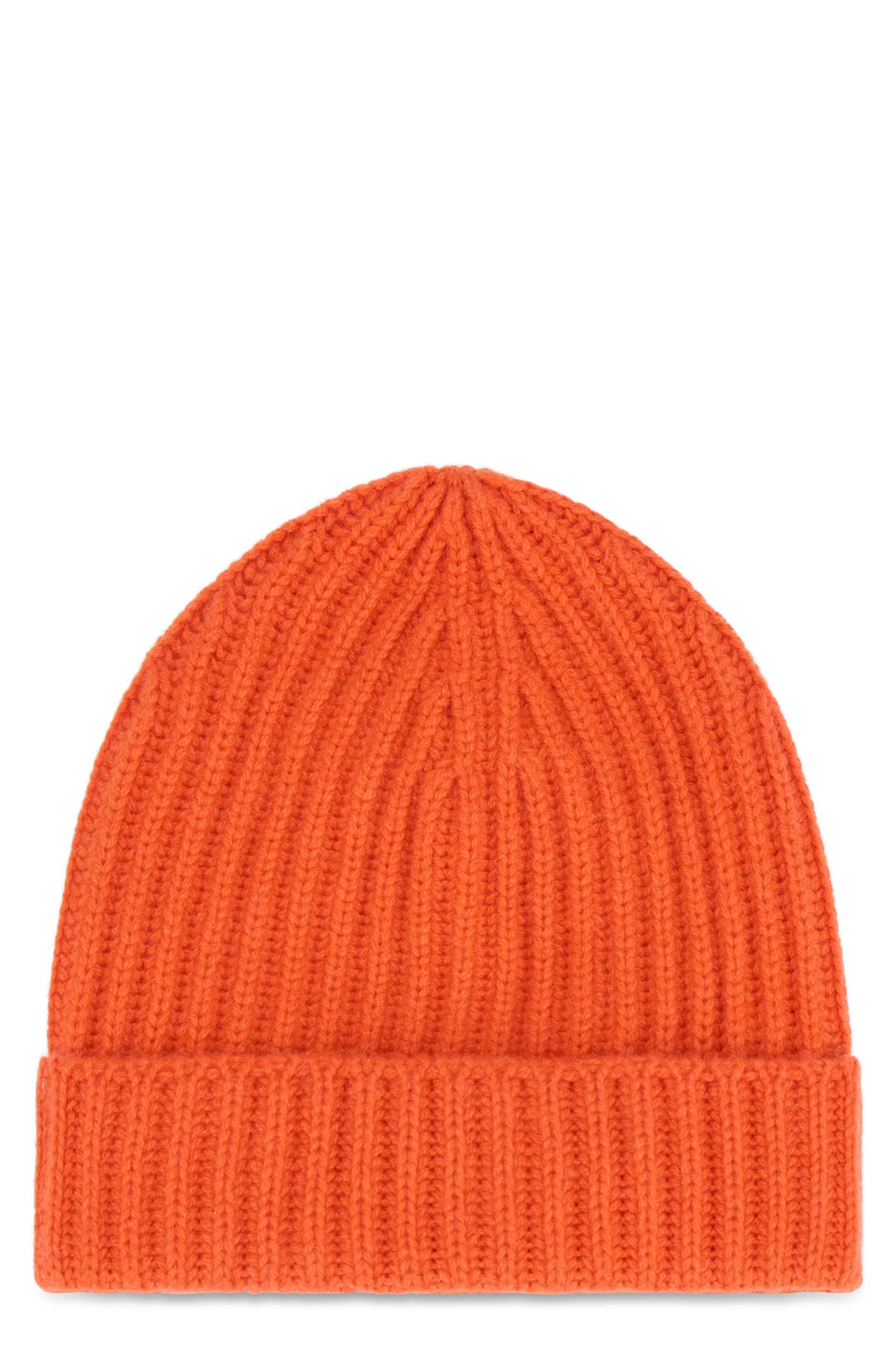 Orange knit hat, warm and versatile.