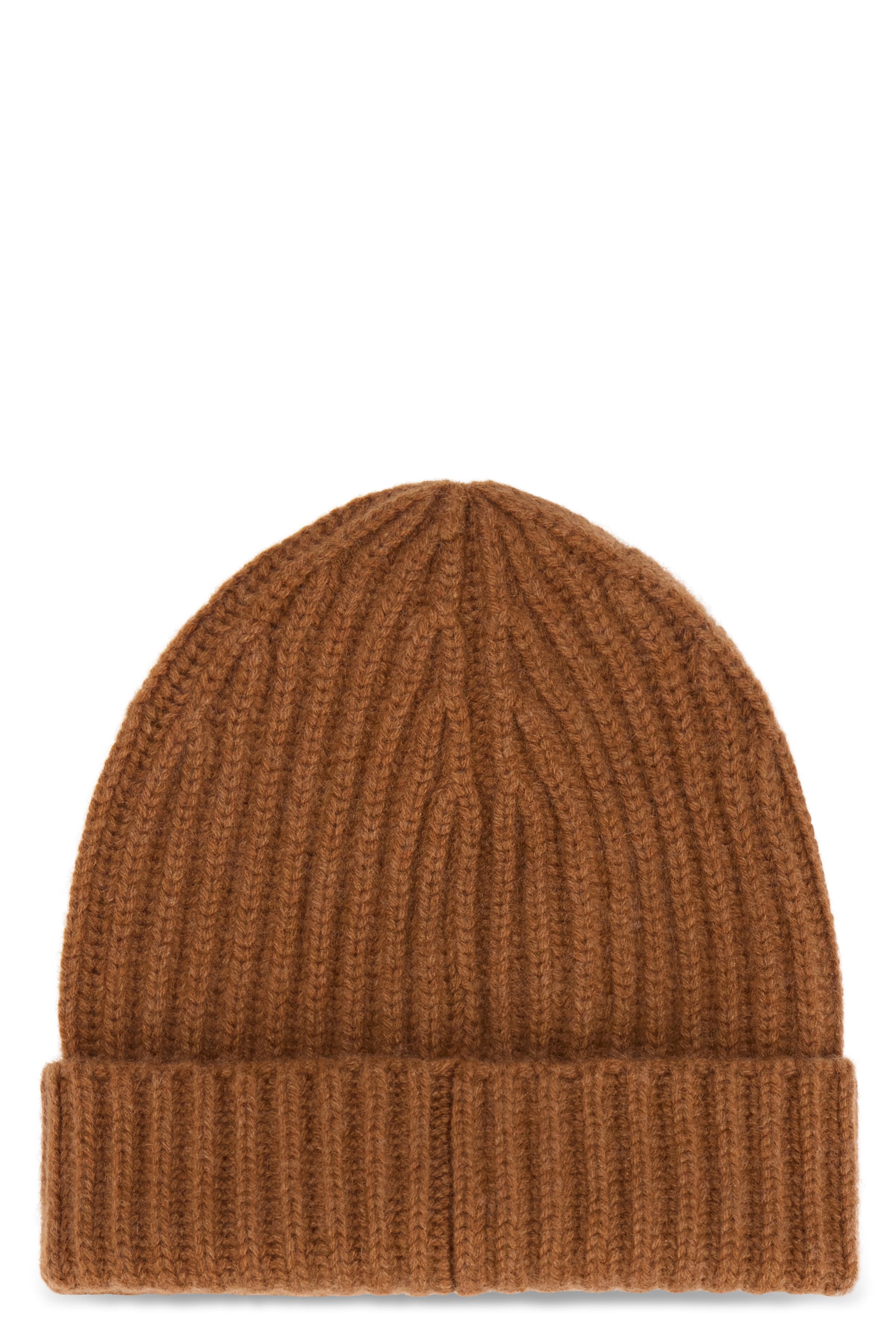 Ribbed camel colored beanie, ideal for any occasion.