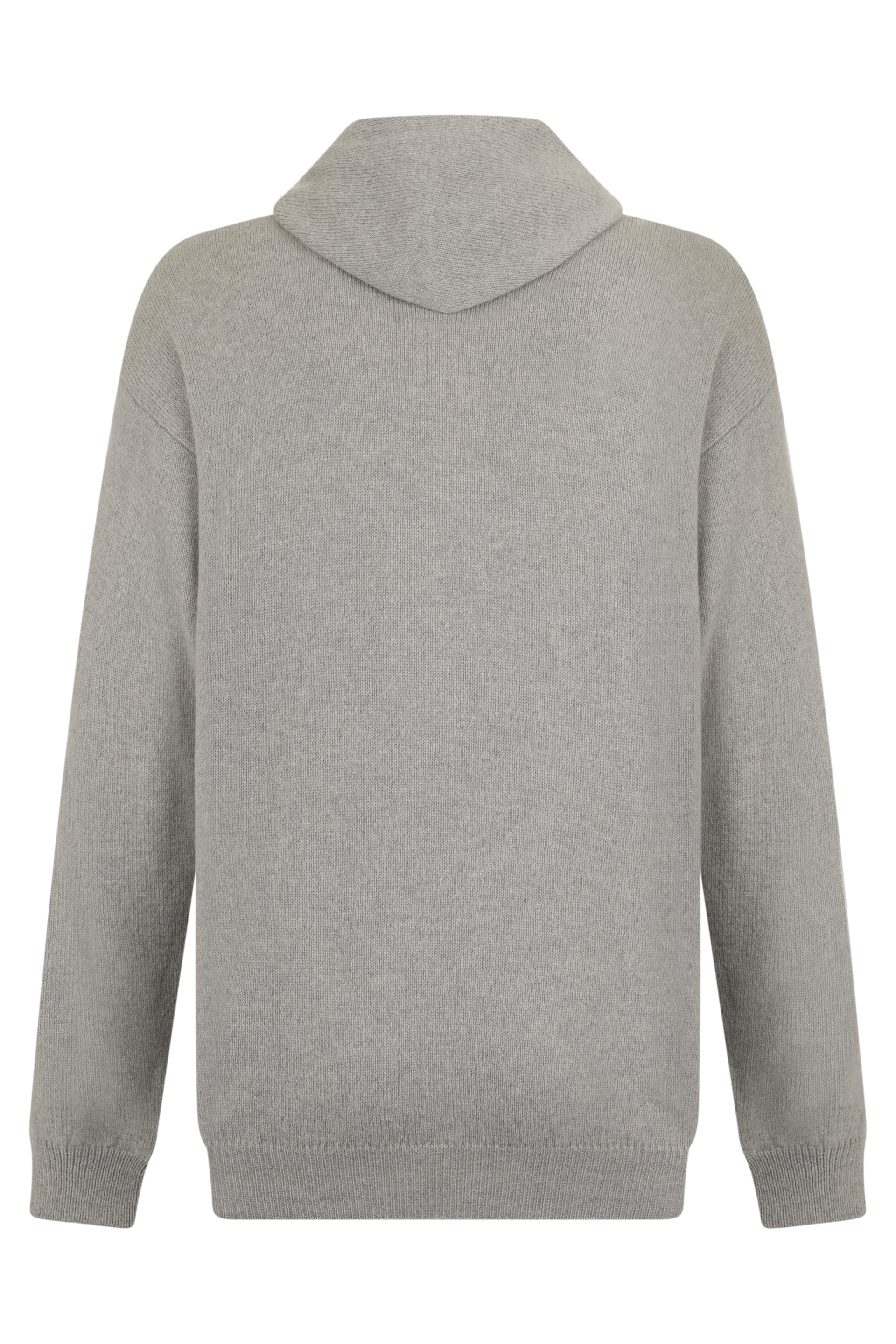 Gray sweater with soft hood and casual