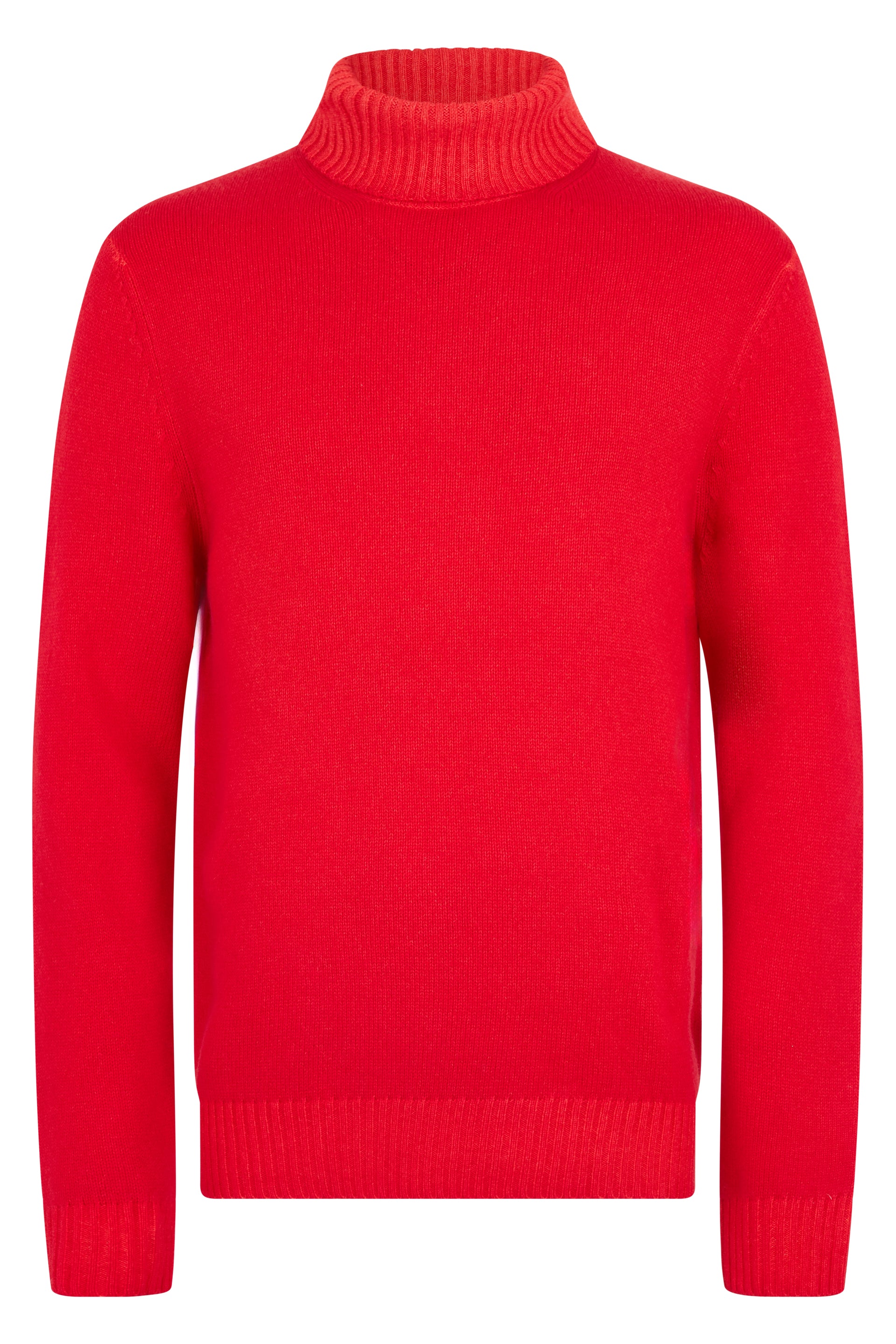 Red pullover with high collar, comfort and style