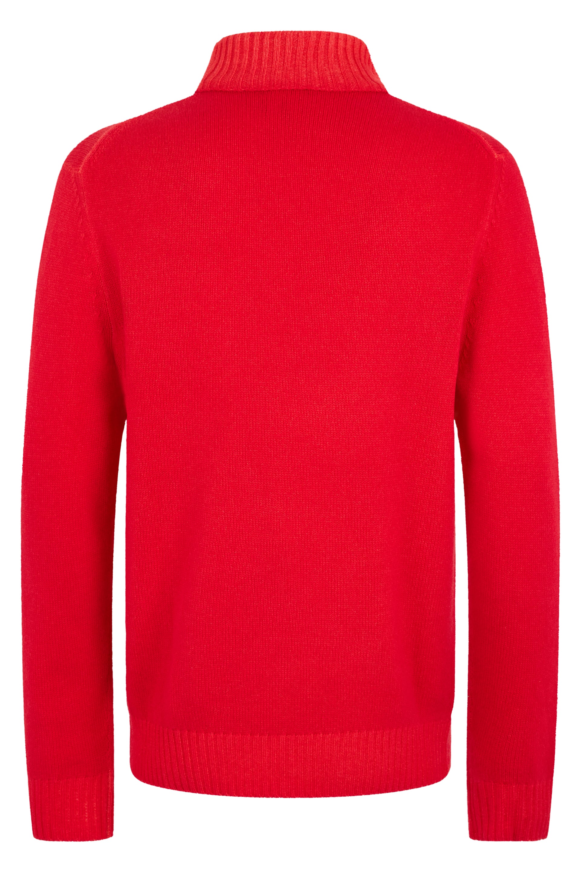 Red pullover with high collar, comfort and style