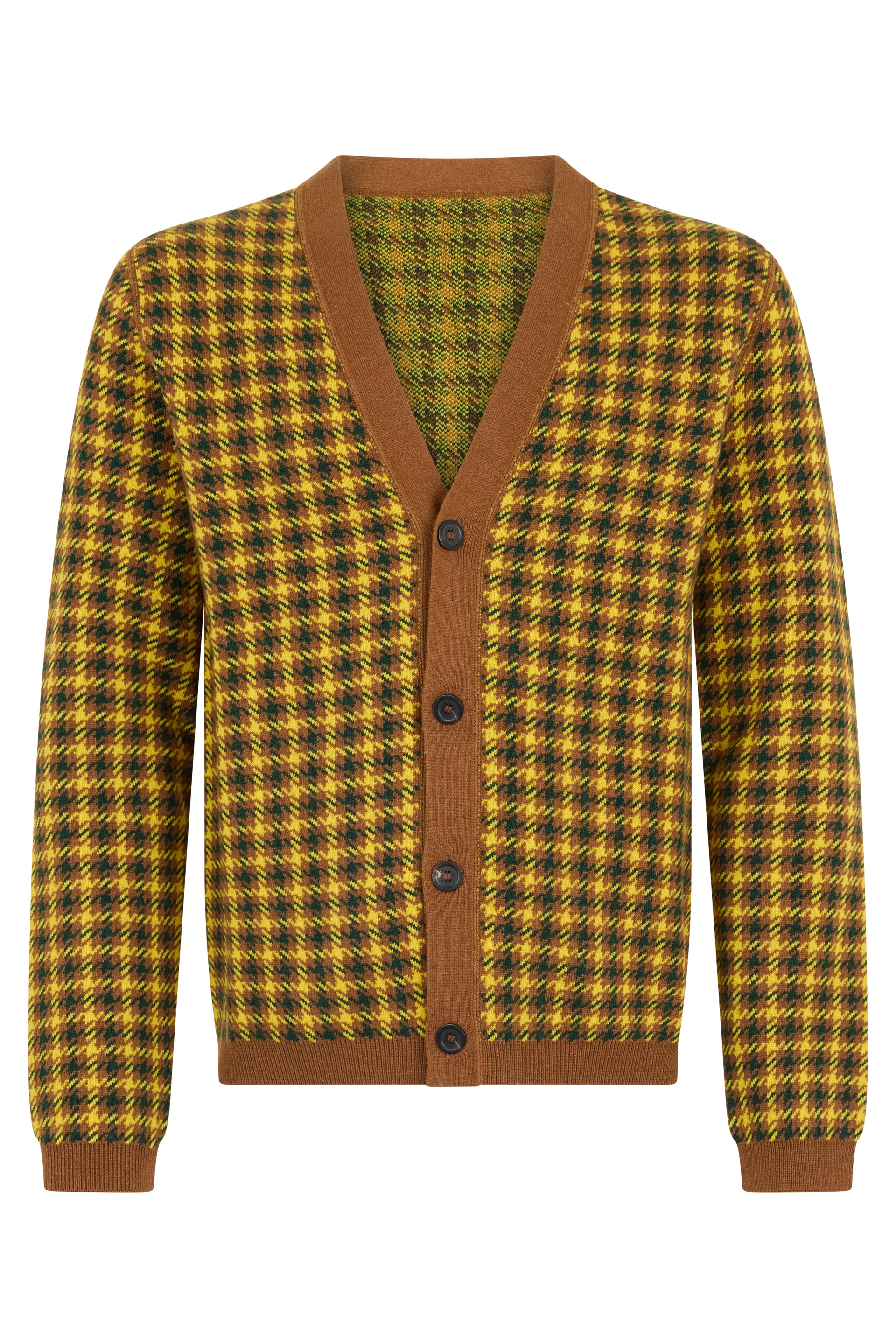Checked Yellow and Brown Cardigan quality