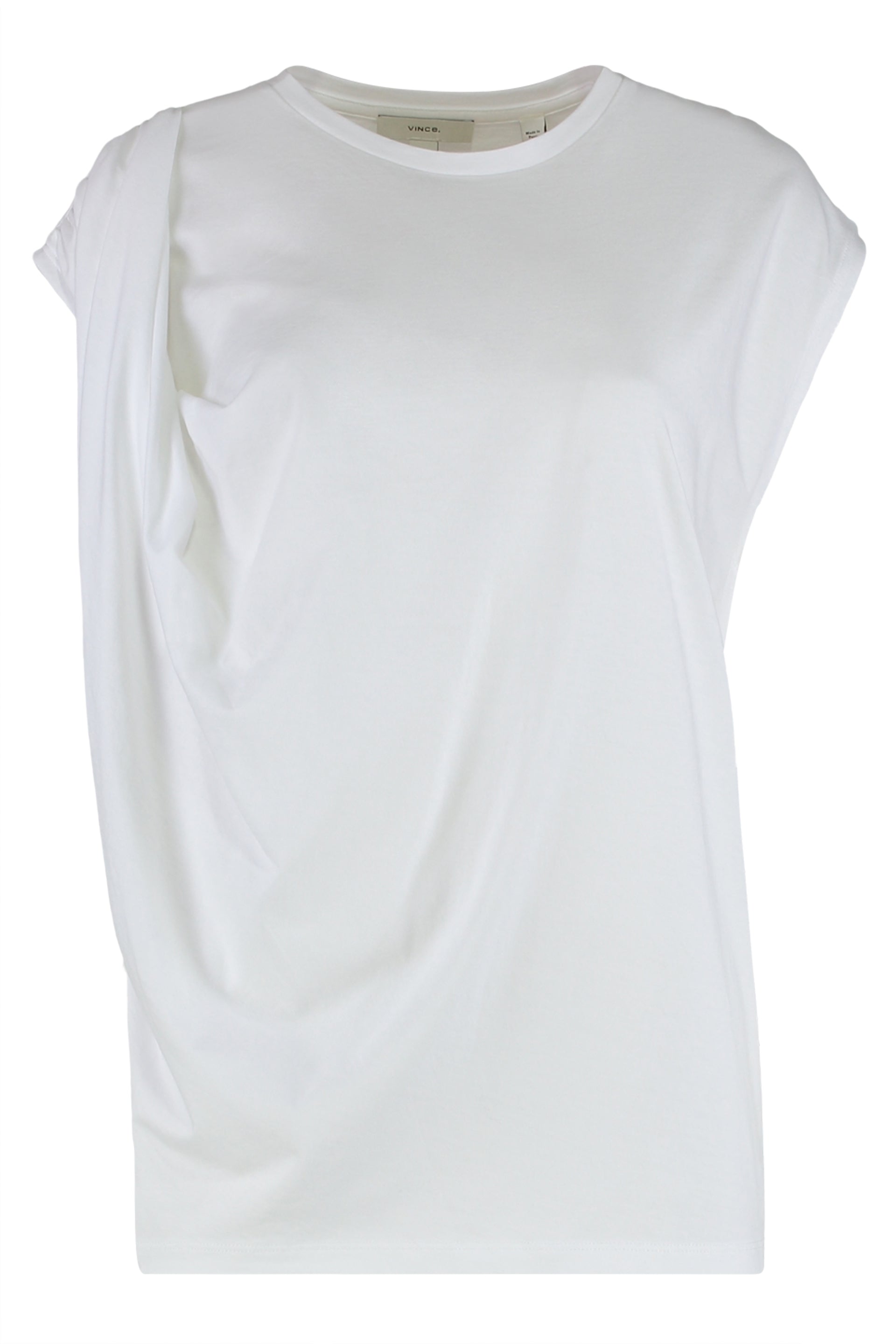 Draped and relaxed top in Pima cotton blend