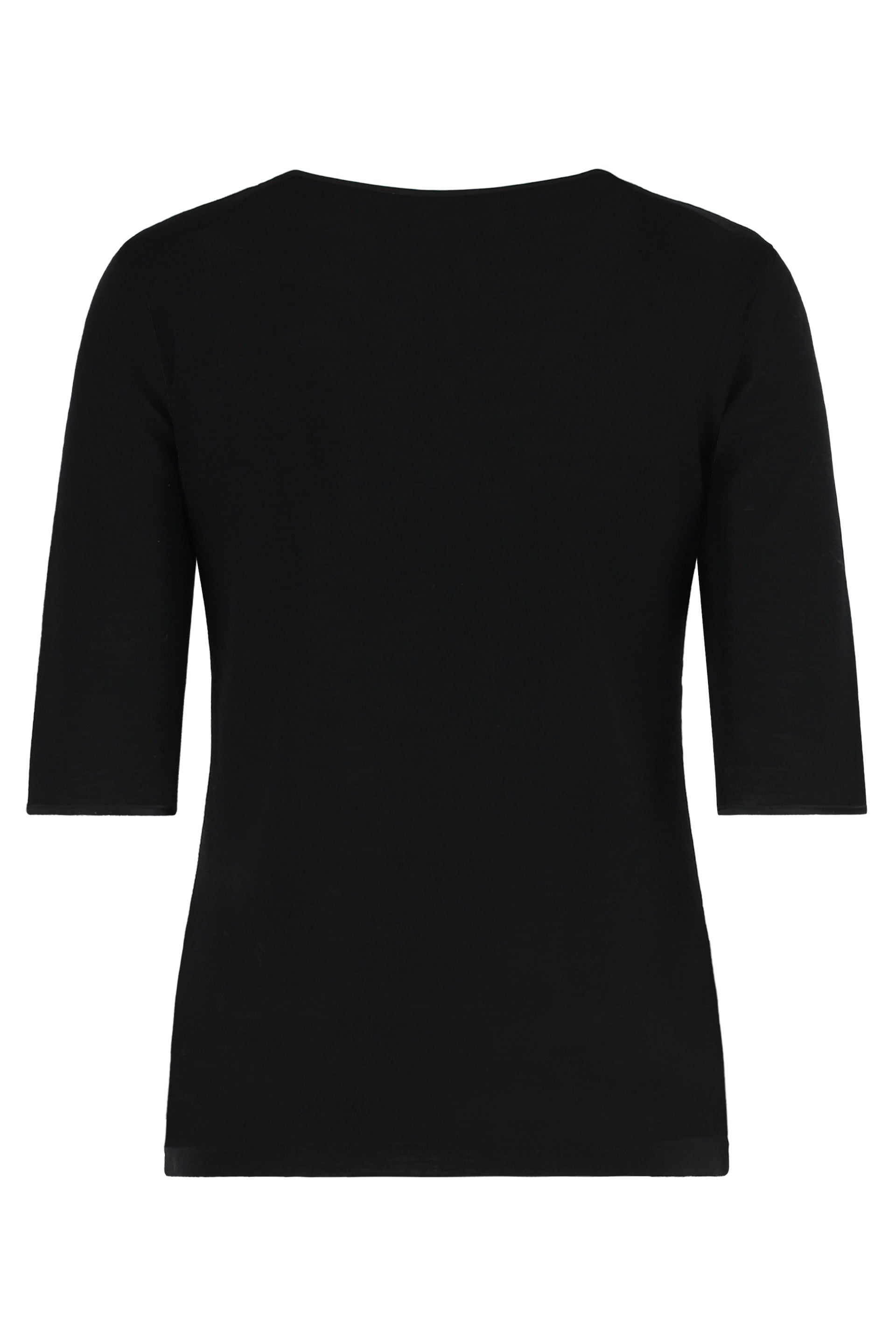 Wool t-shirt with elbow-length sleeves and satin finishes