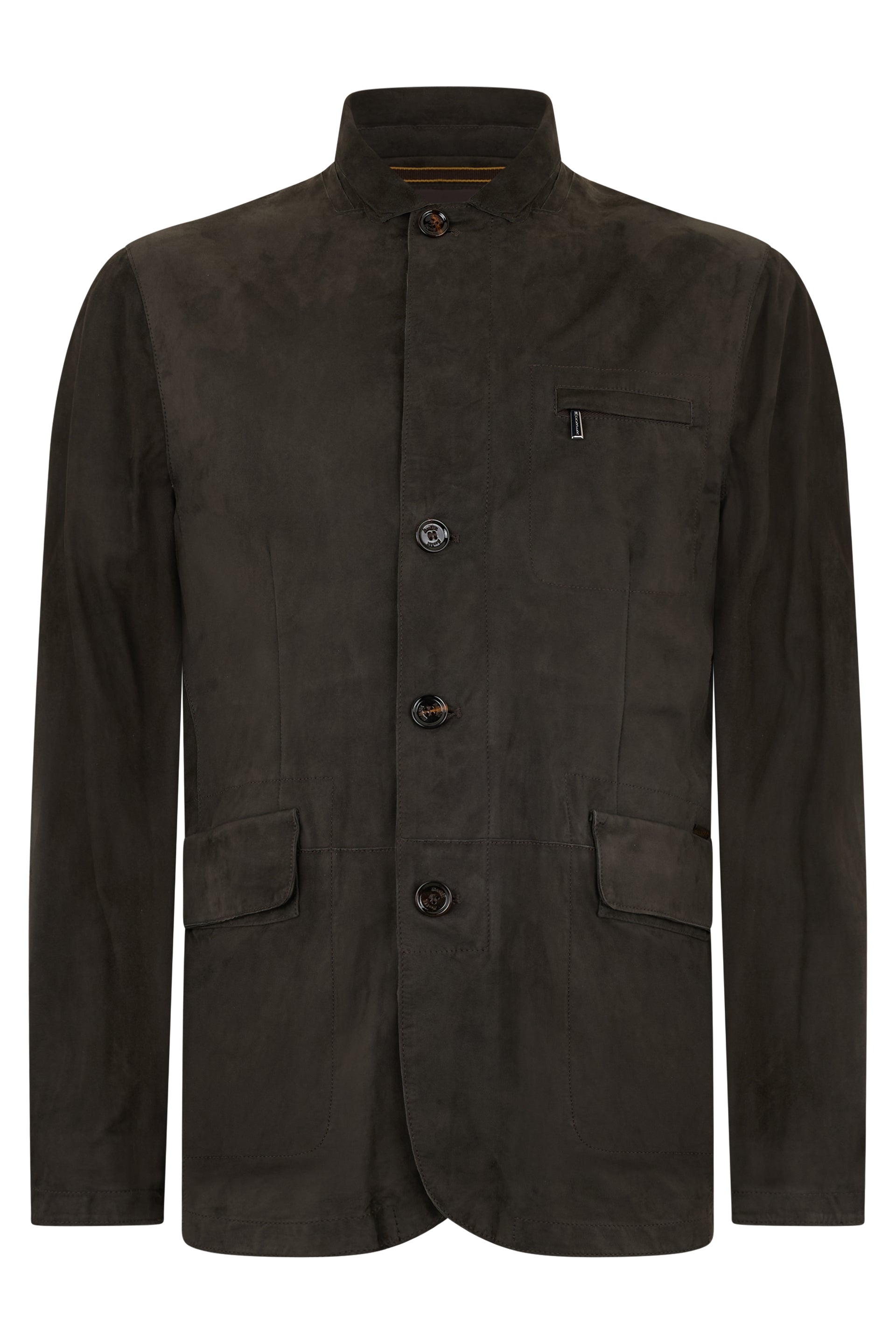 Elegant dark jacket with high collar