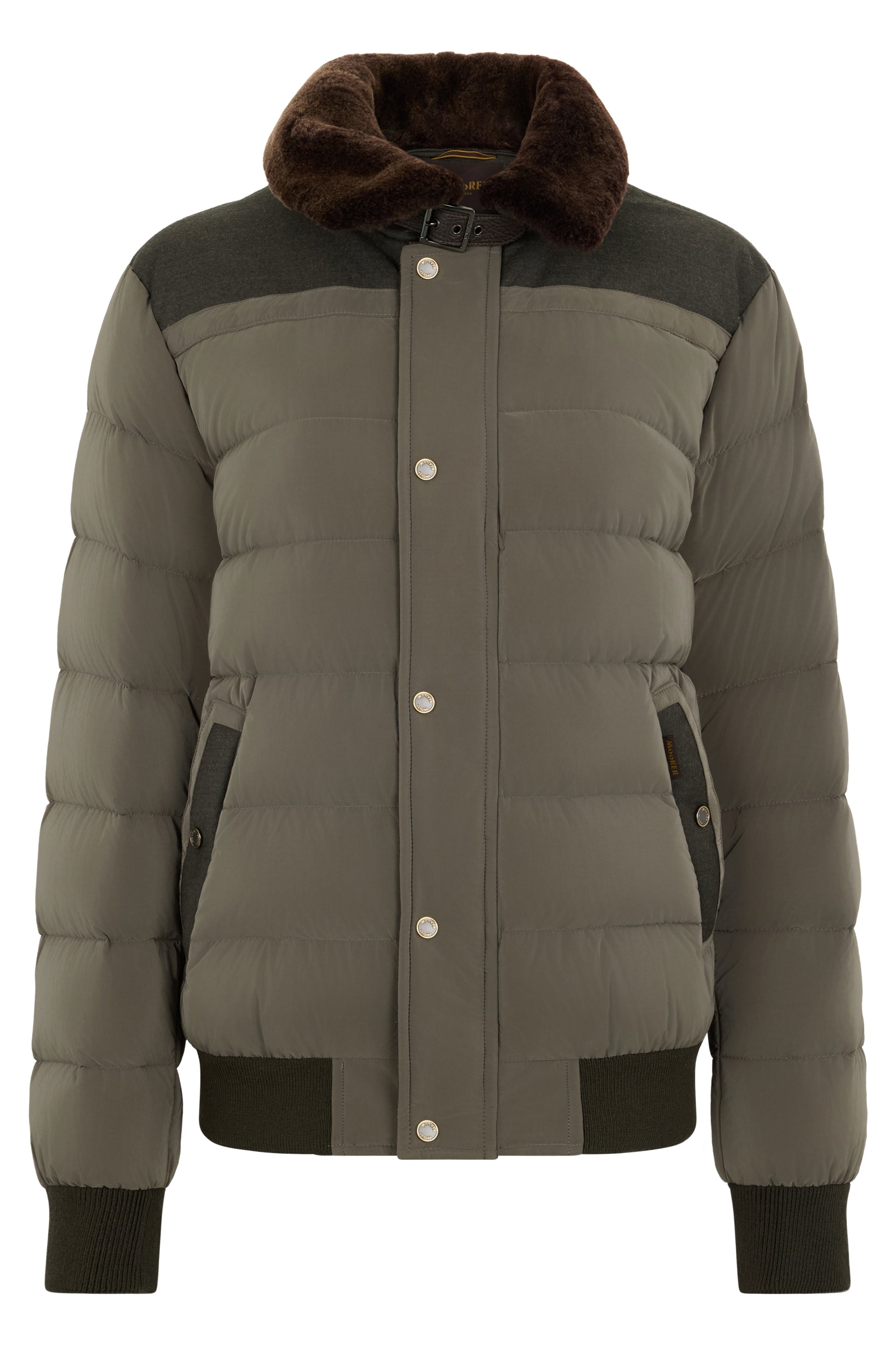 Olive green padded jacket for casual outfit
