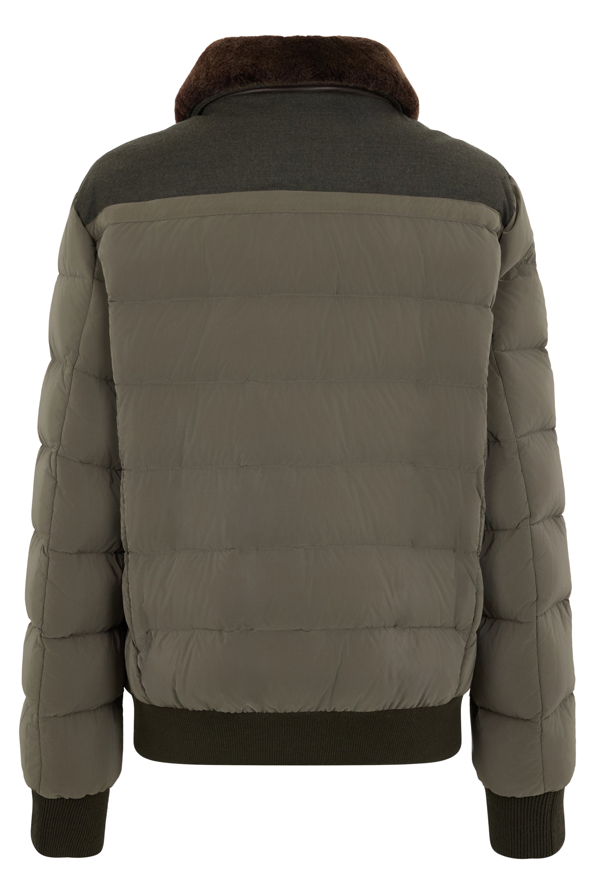 Olive green padded jacket for casual outfit