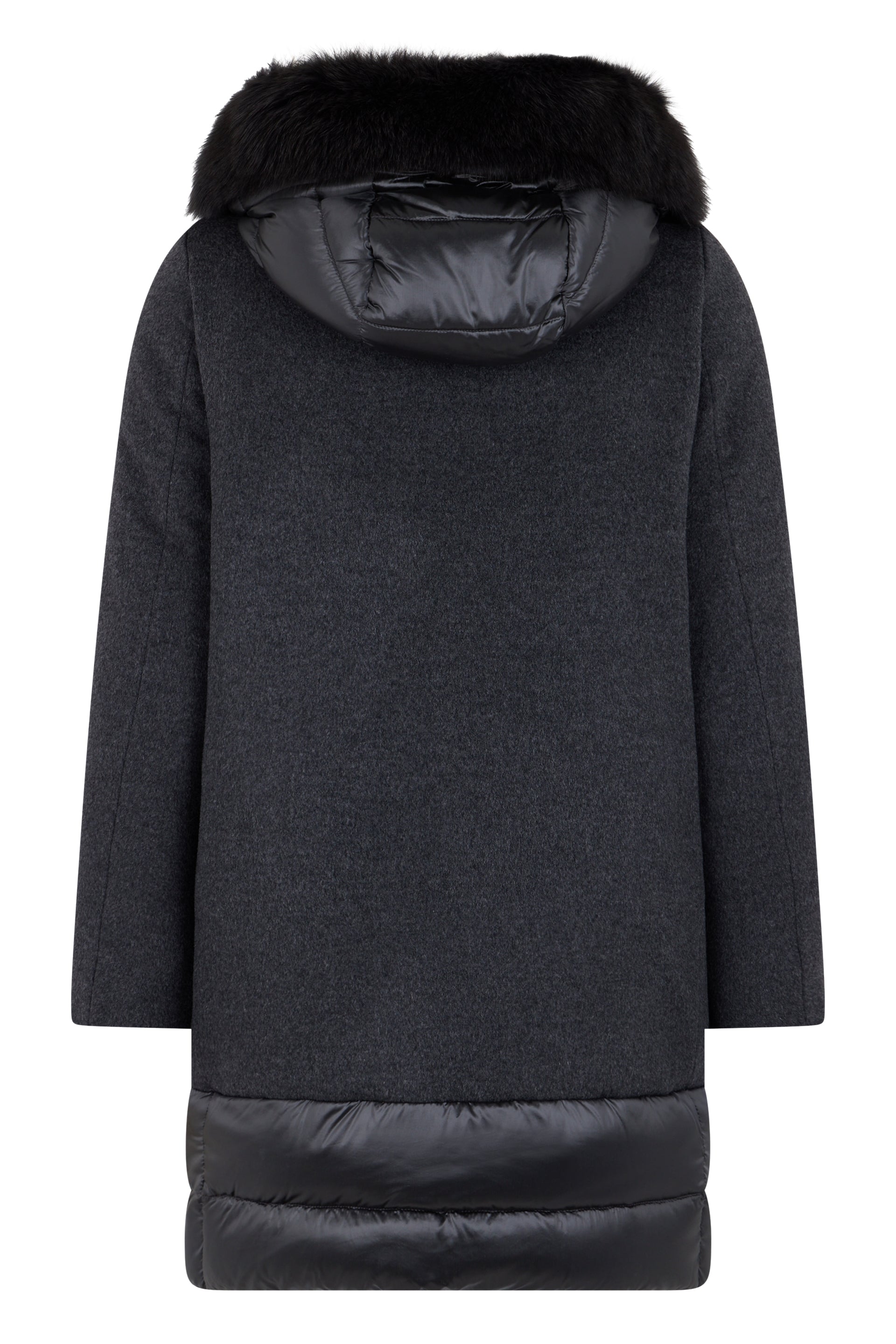 Elegant gray winter coat with fur