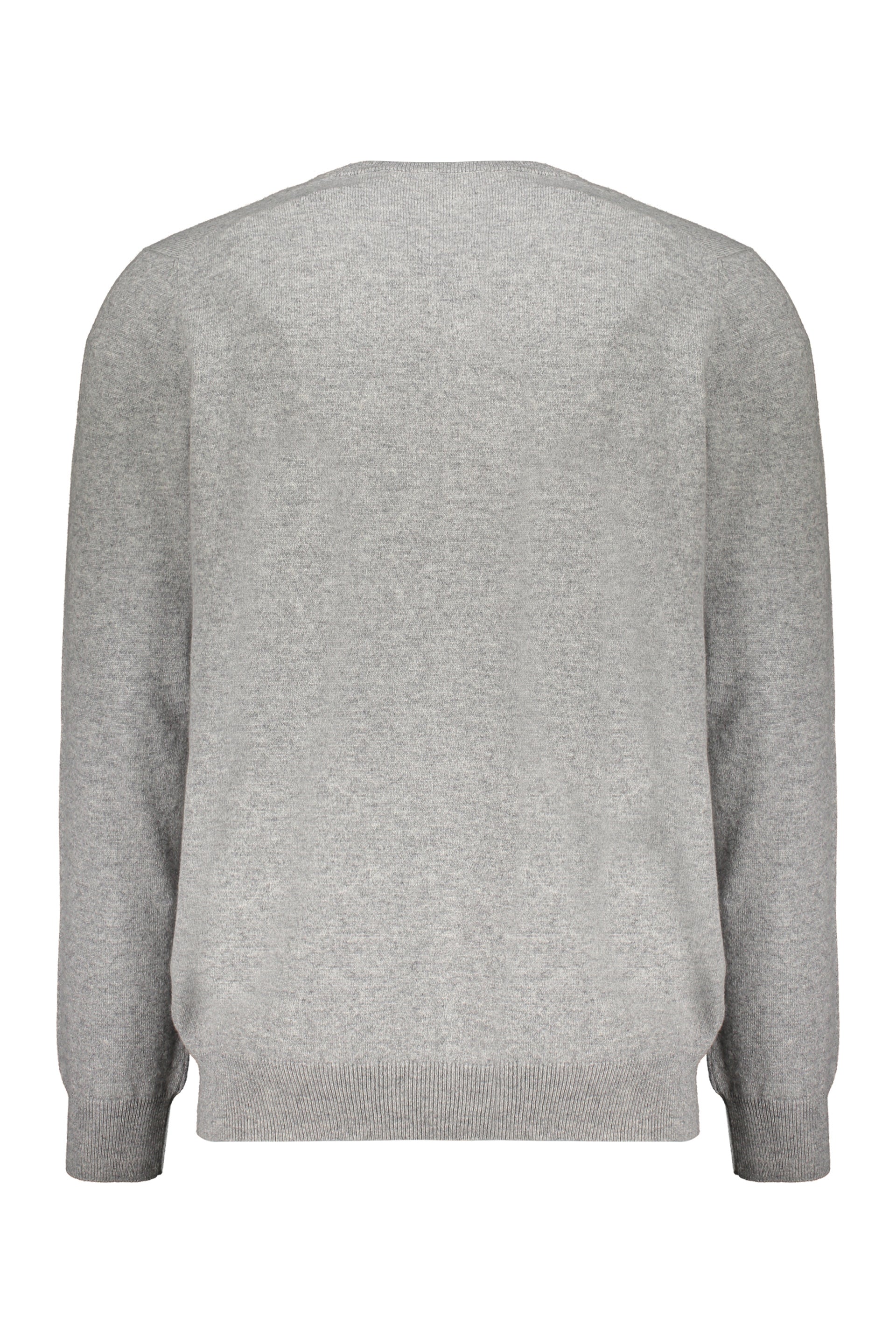 Gray V-neck sweater, soft and comfortable