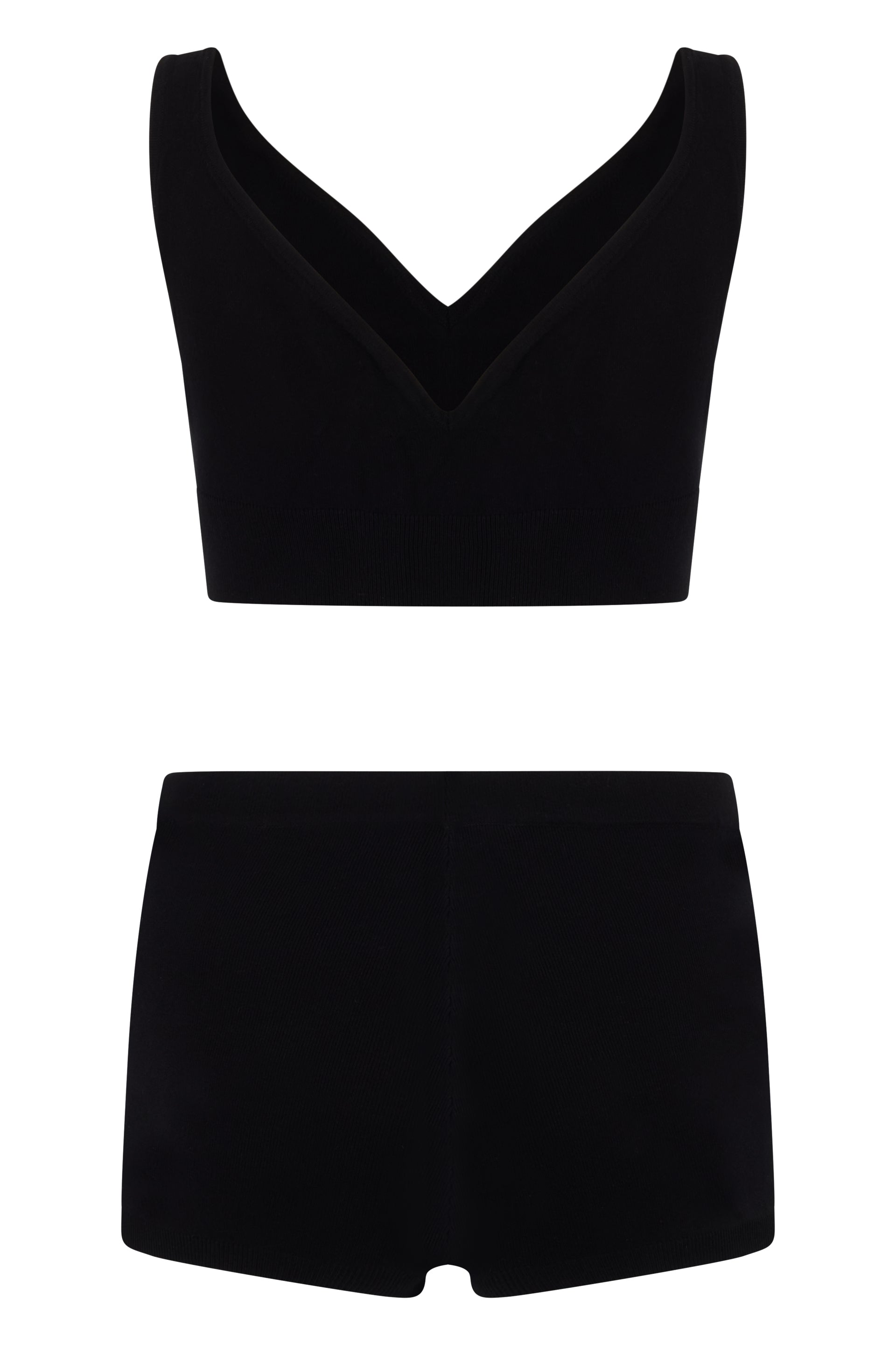 Set of black top and shorts with a casual and versatile design.