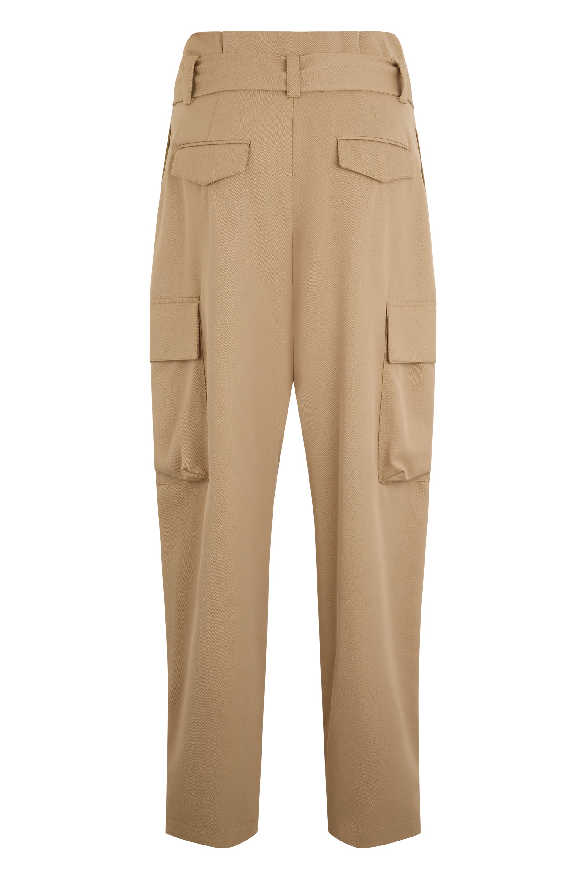 Beige lightweight pants with a high waist chic.