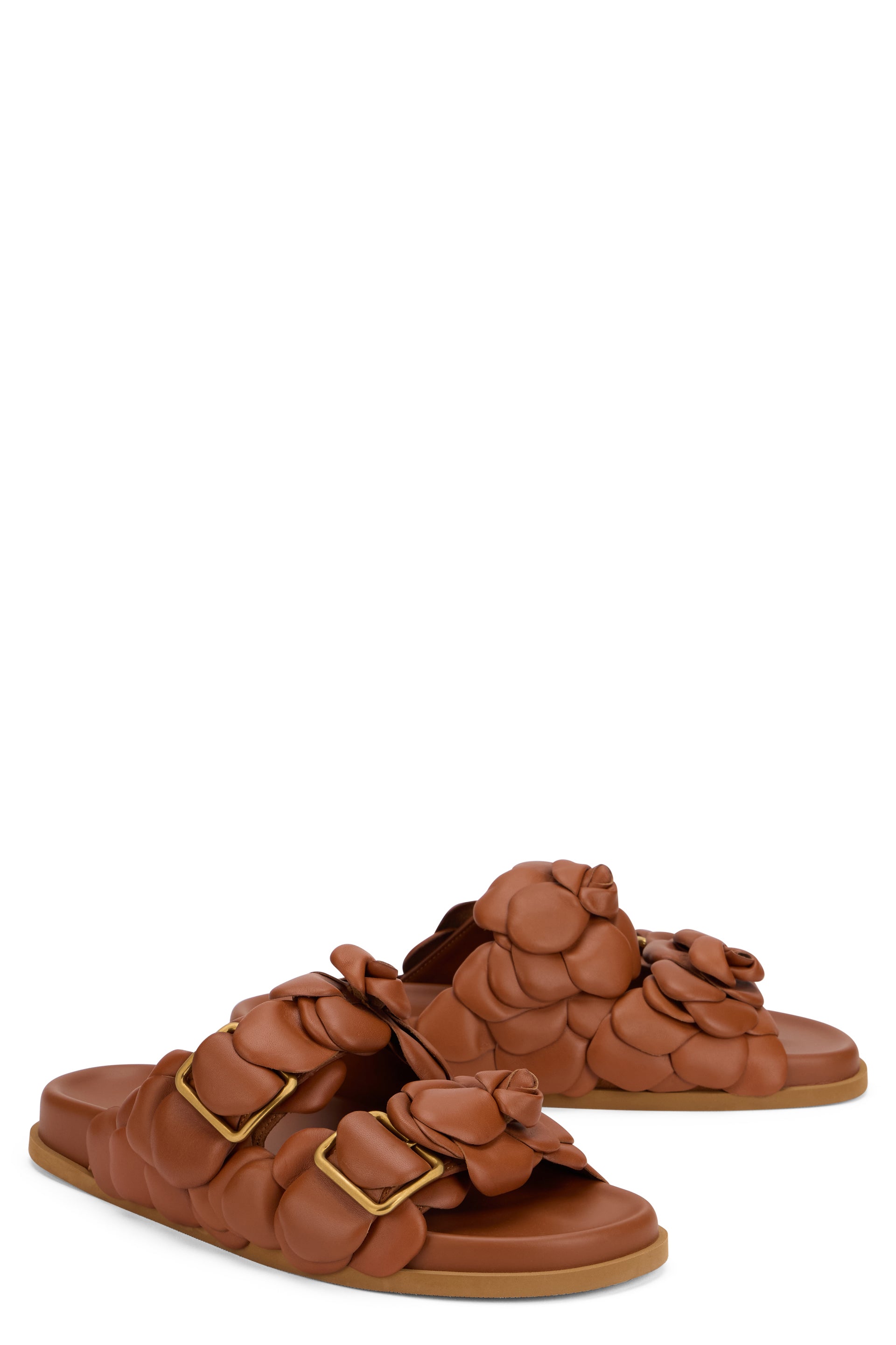 Comfortable slippers made of soft brown material