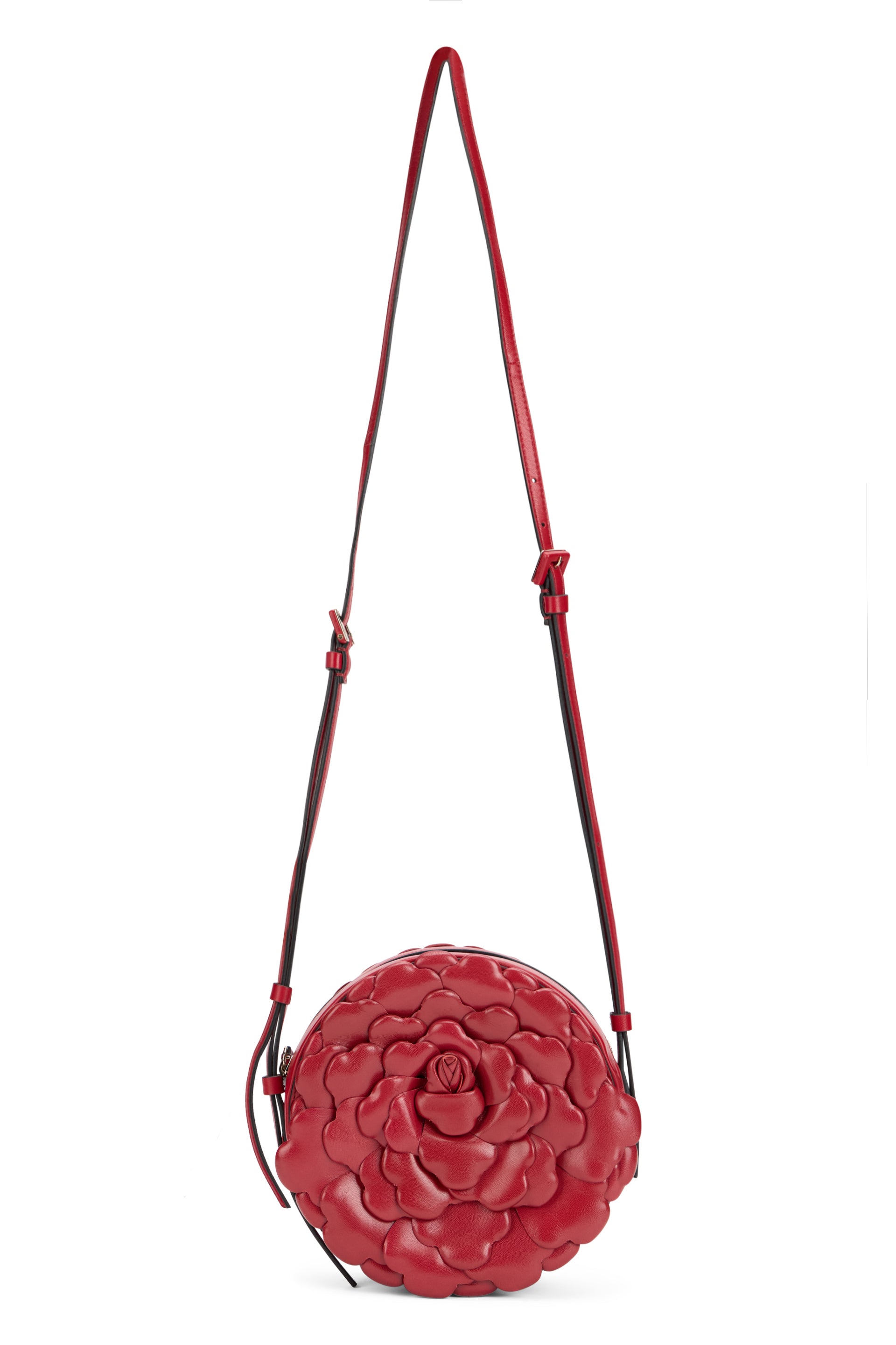 Red adjustable round bag, elegant and practical