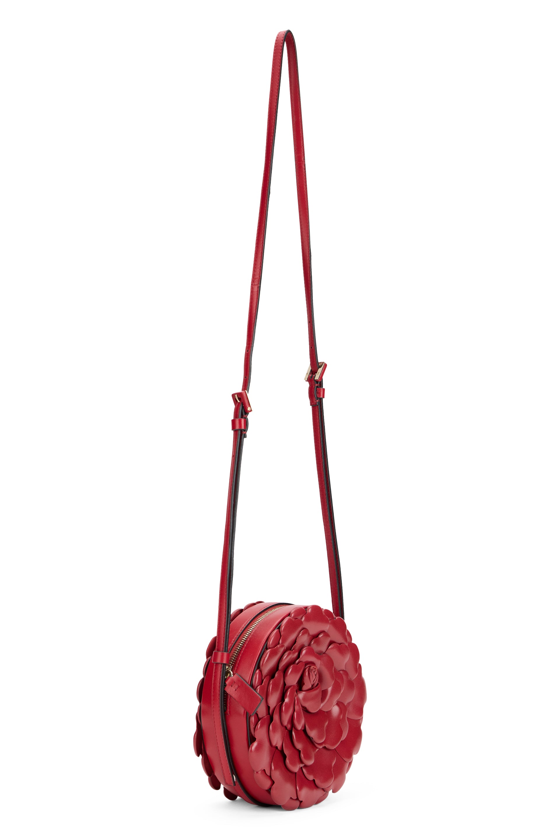 Red adjustable round bag, elegant and practical