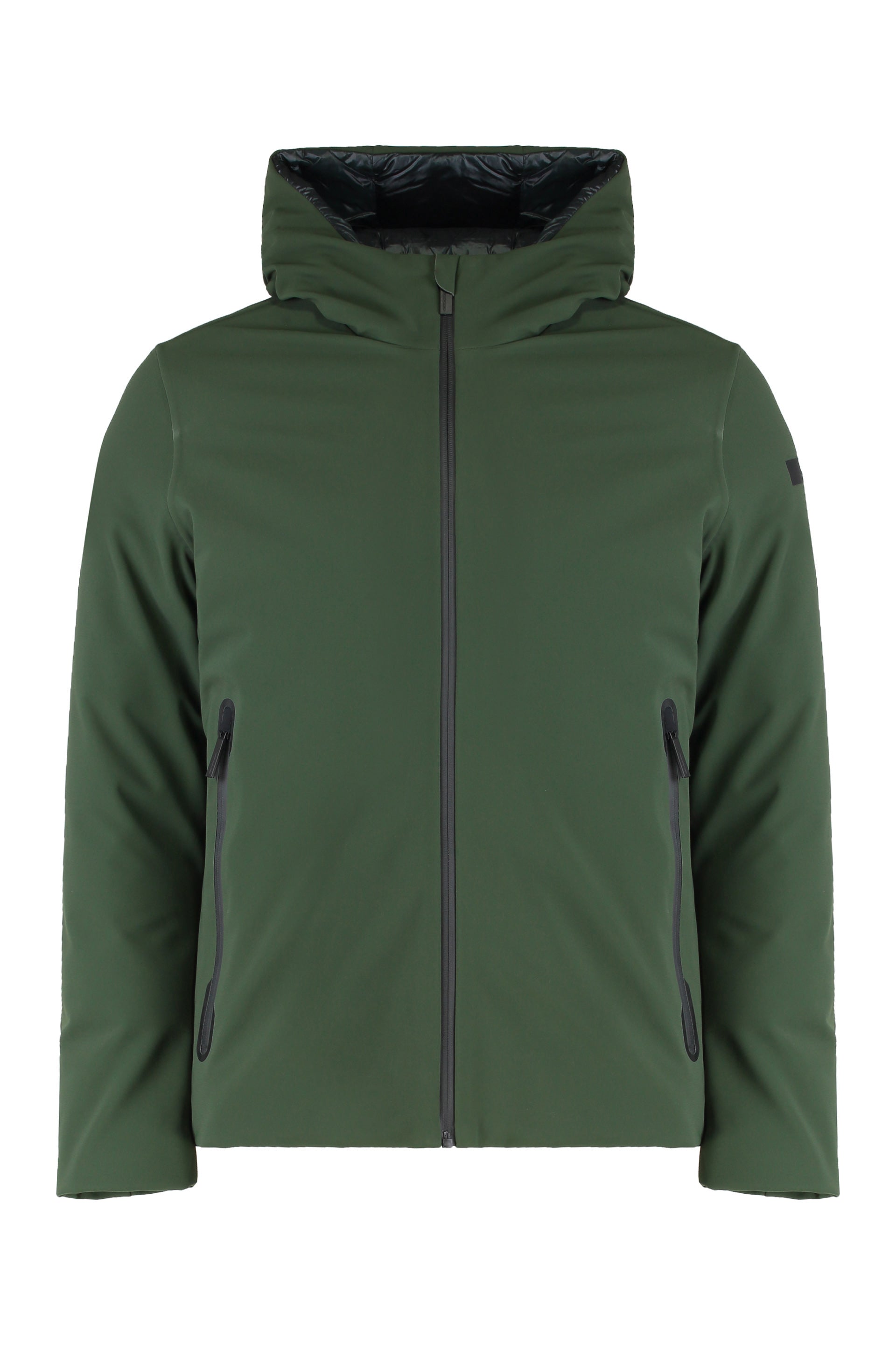 Technical fabric jacket with hood