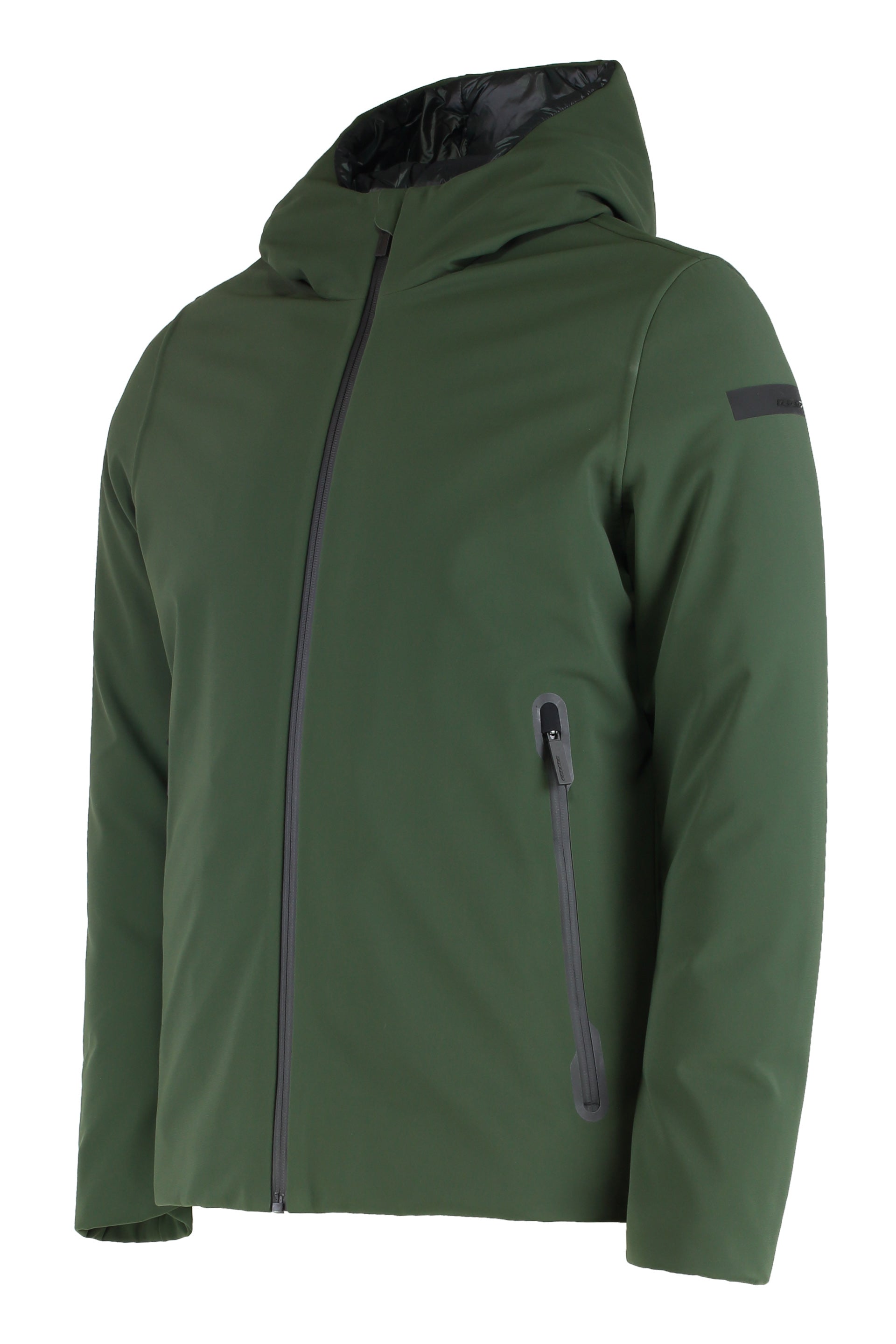 Technical fabric jacket with hood