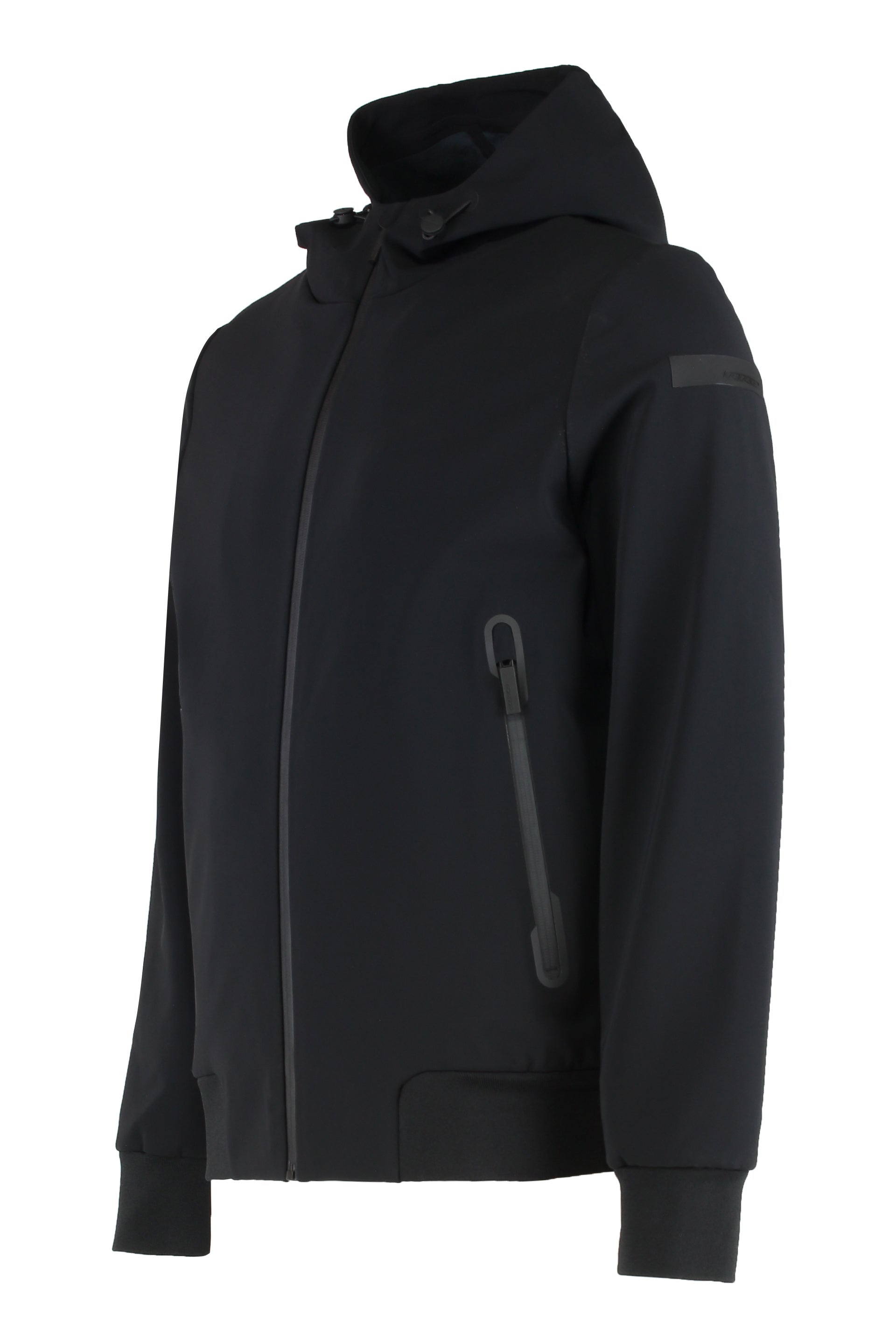 Technical fabric jacket with hood