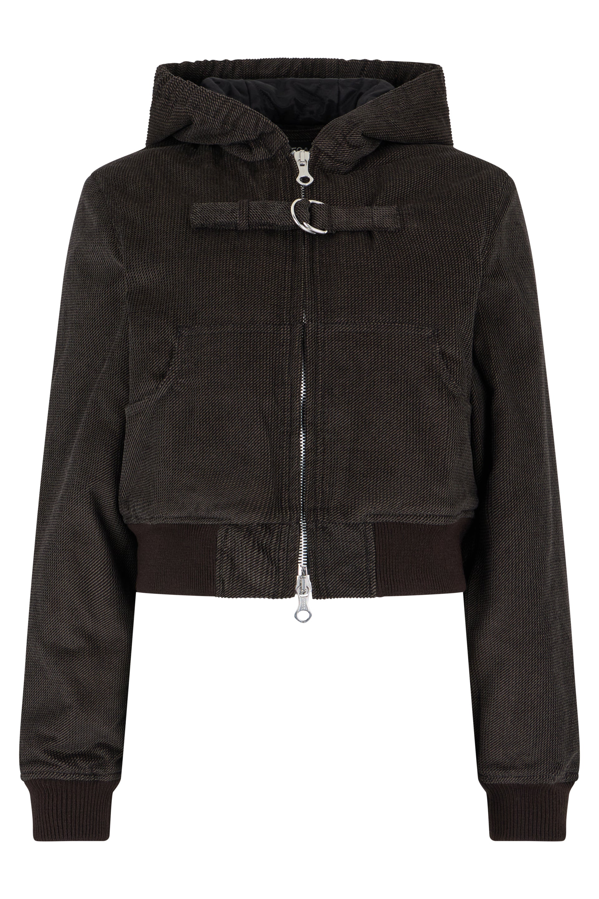 Dark brown padded jacket with zip