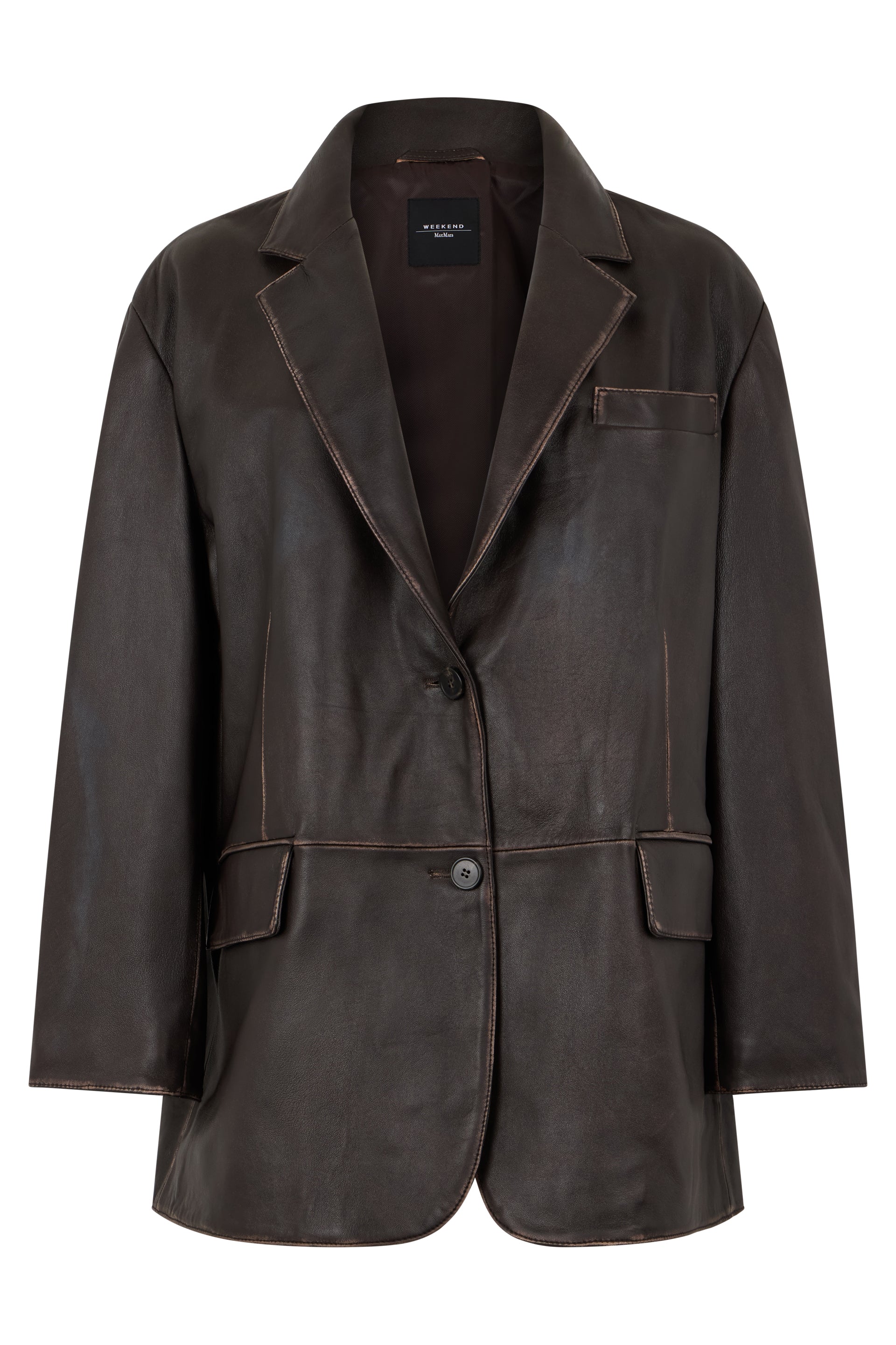 Single-button blazer in leather