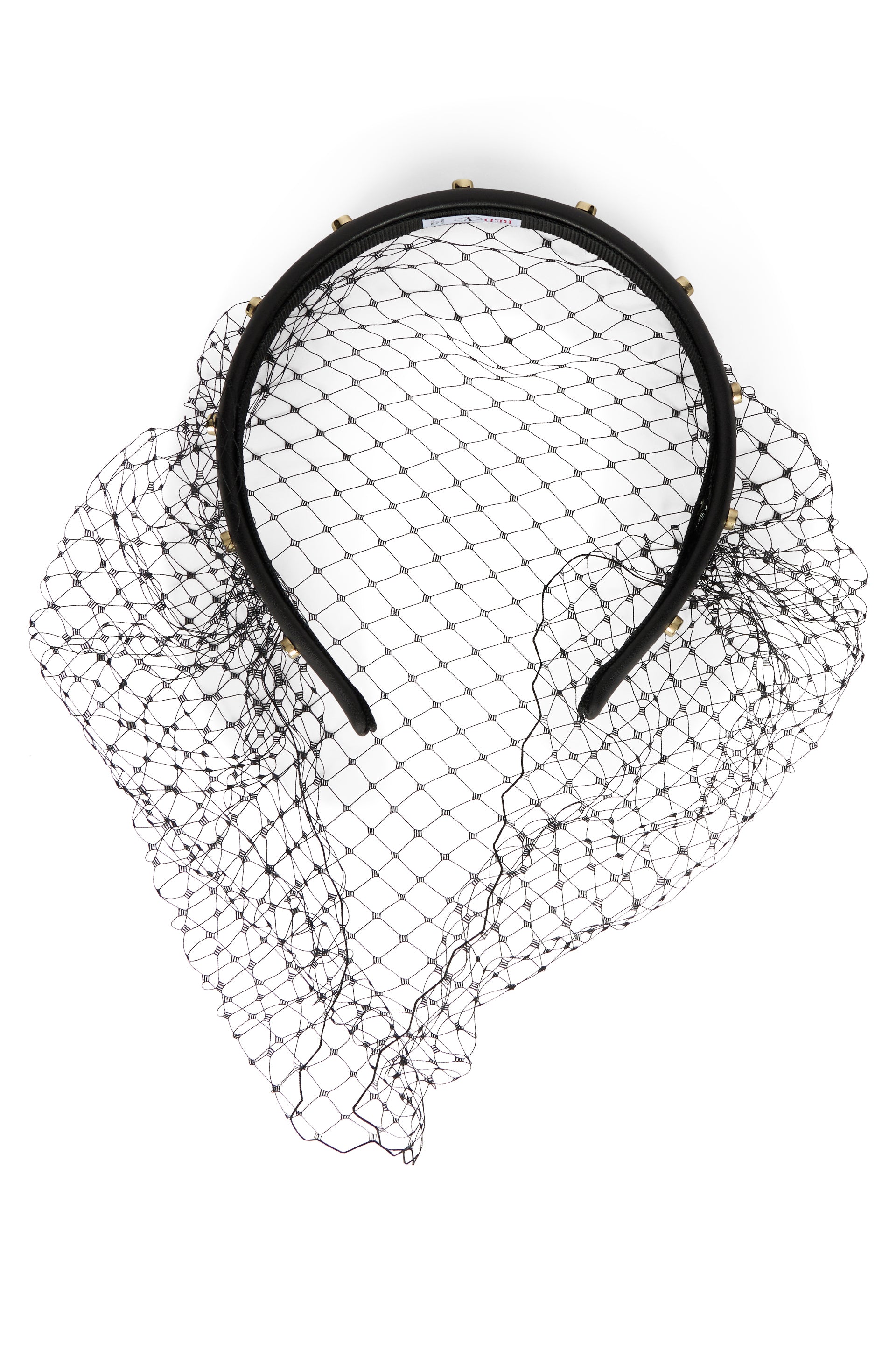 Black hair band with net, elegant and versatile.