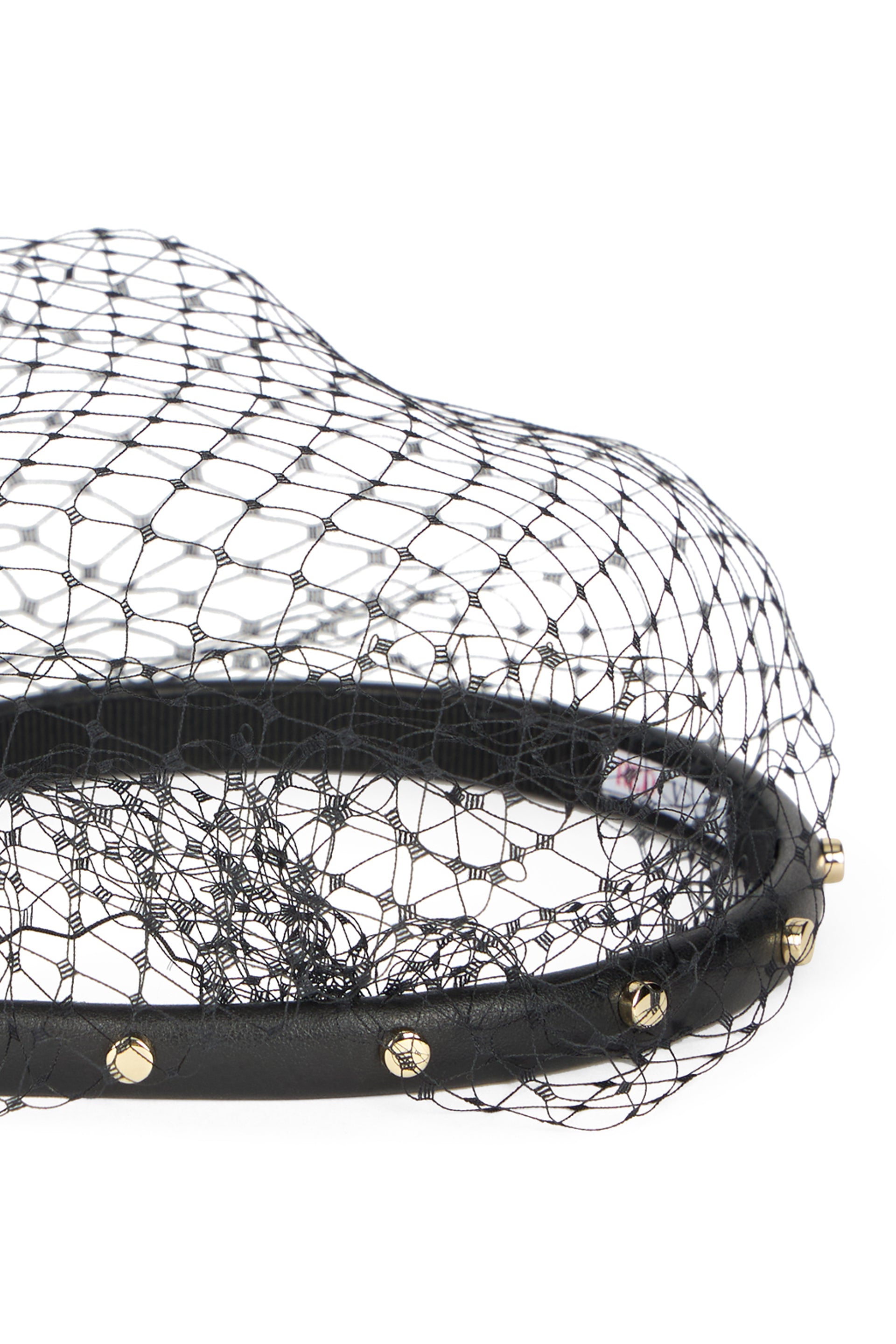 Black hair band with net, elegant and versatile.