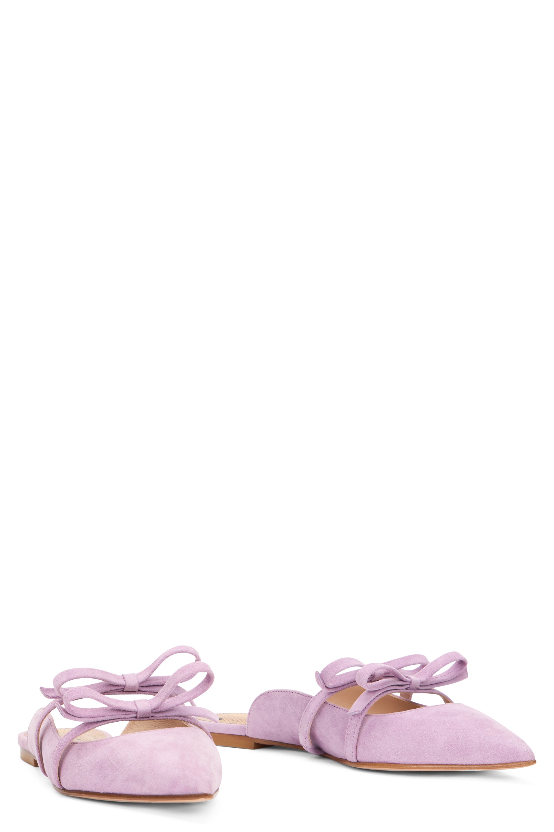 Purple elegant open ballerinas at the back, daily comfort assured.
