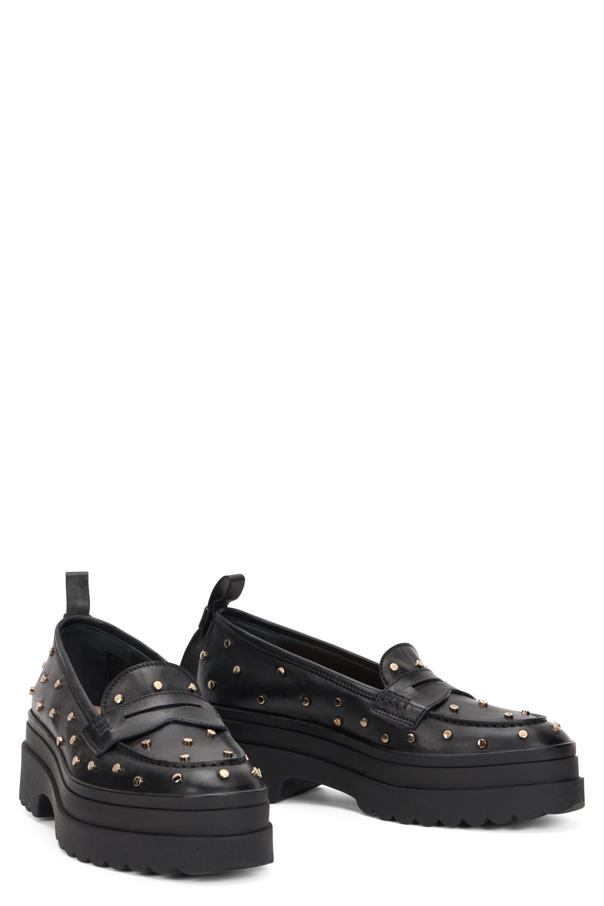 Shoe slip-on moccasin black with elegant design.