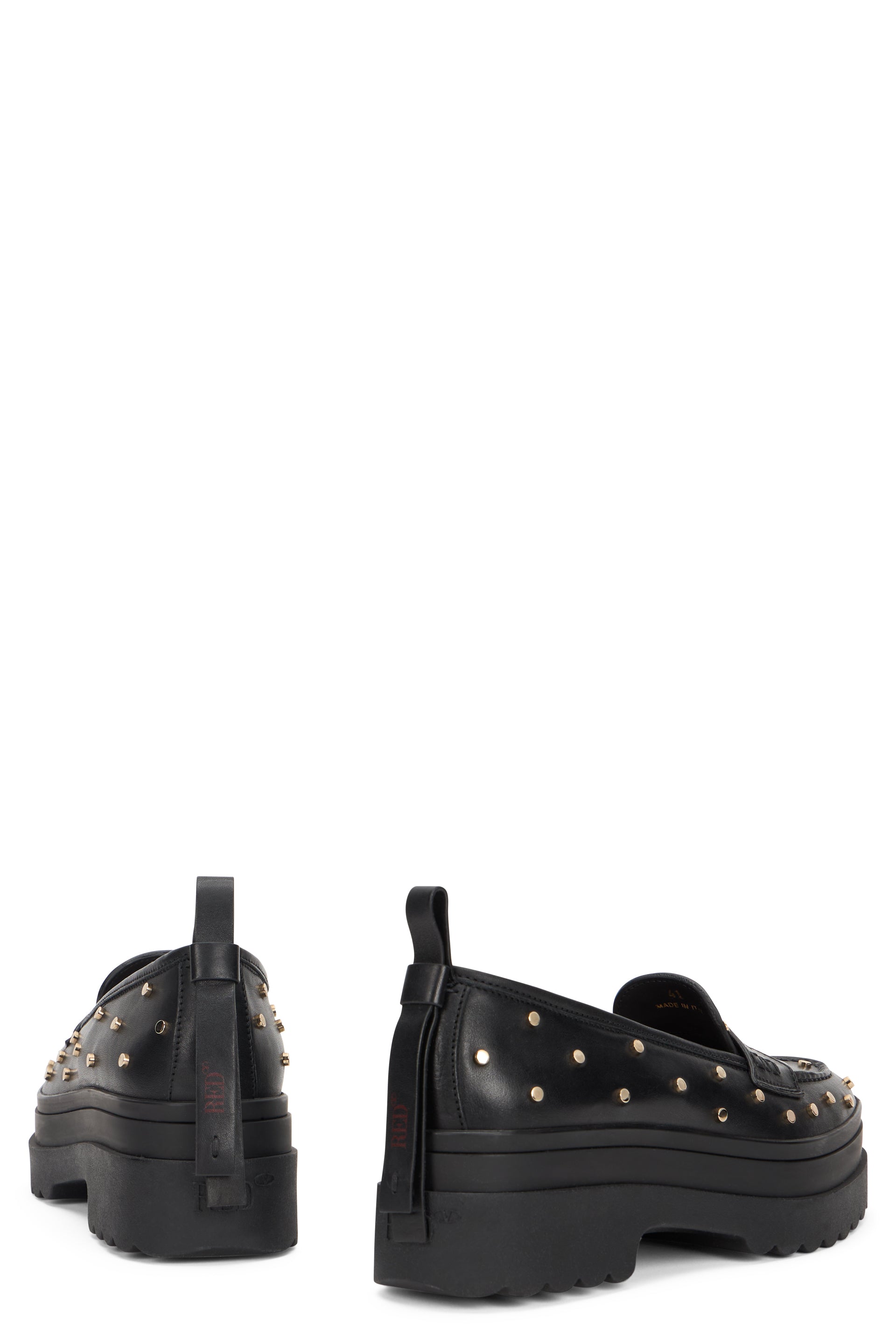 Shoe slip-on moccasin black with elegant design.