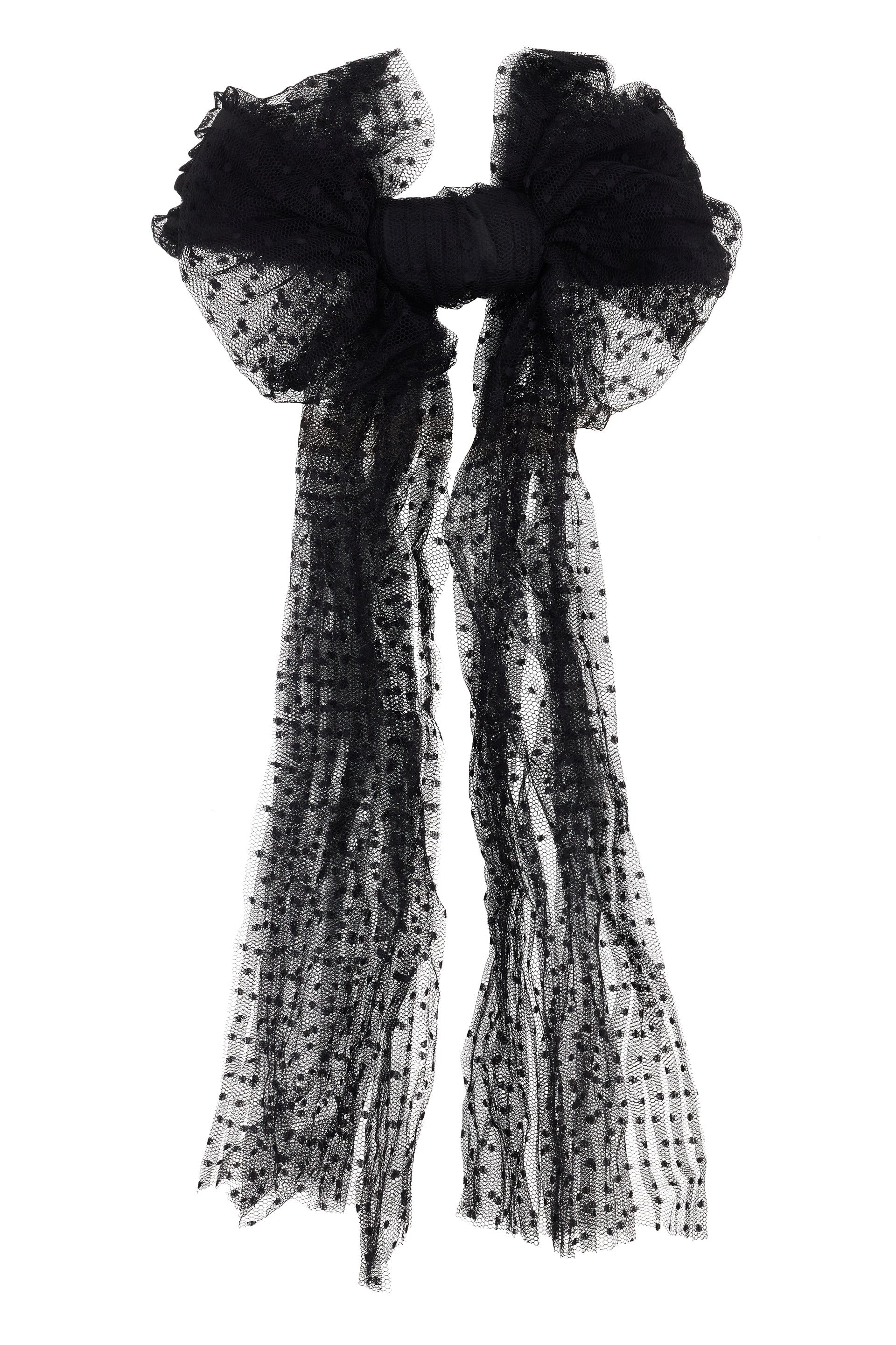 Elegant black hairband with mesh details.