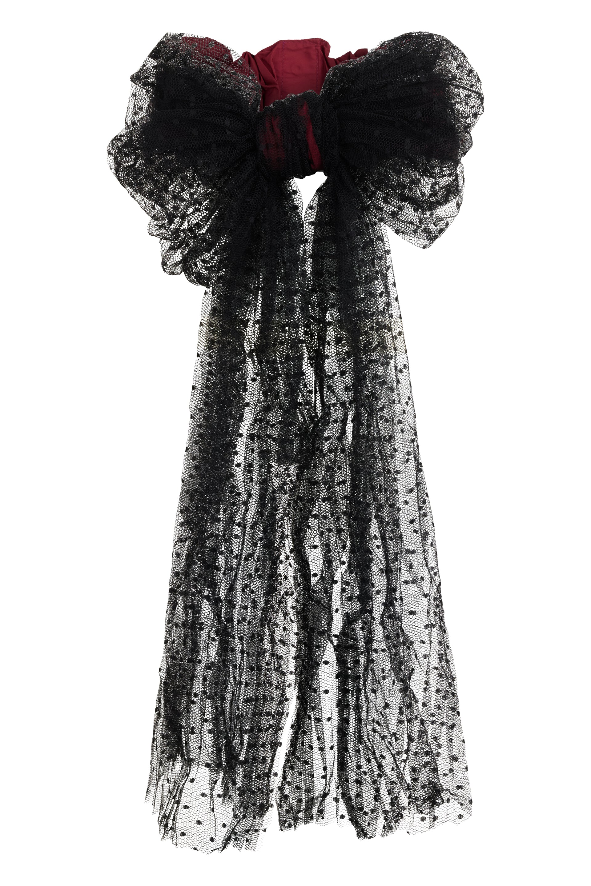 Elegant hairband with black tulle bow.