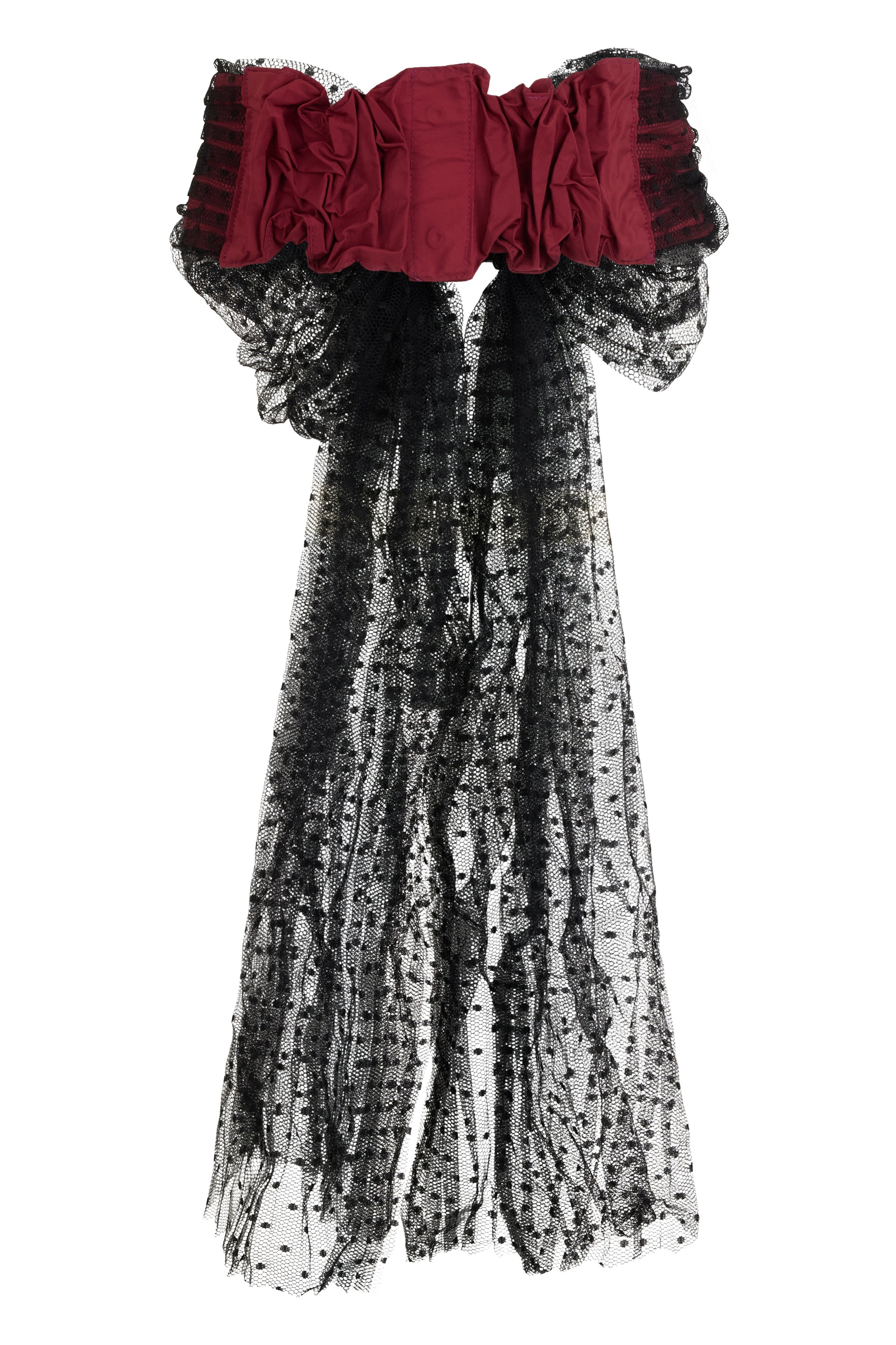 Elegant hairband with black tulle bow.