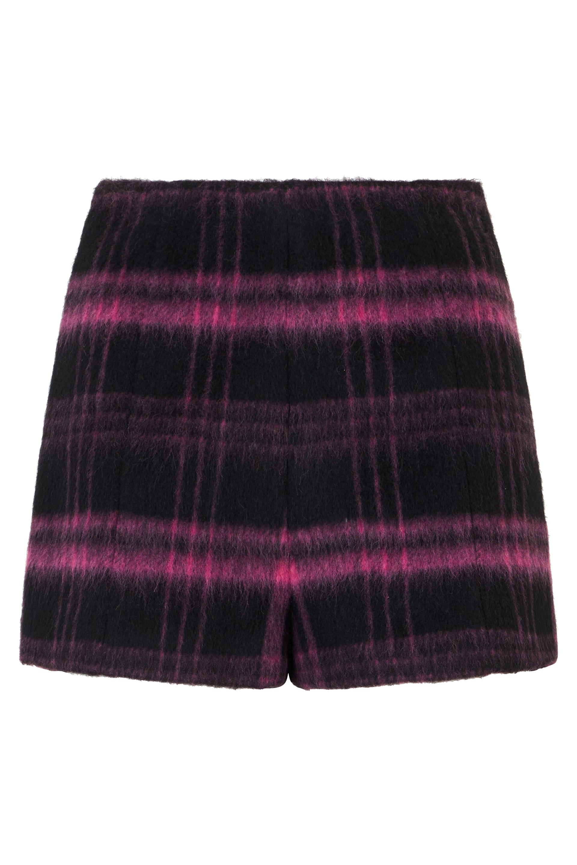 Black short pants with a check pattern and high waist.