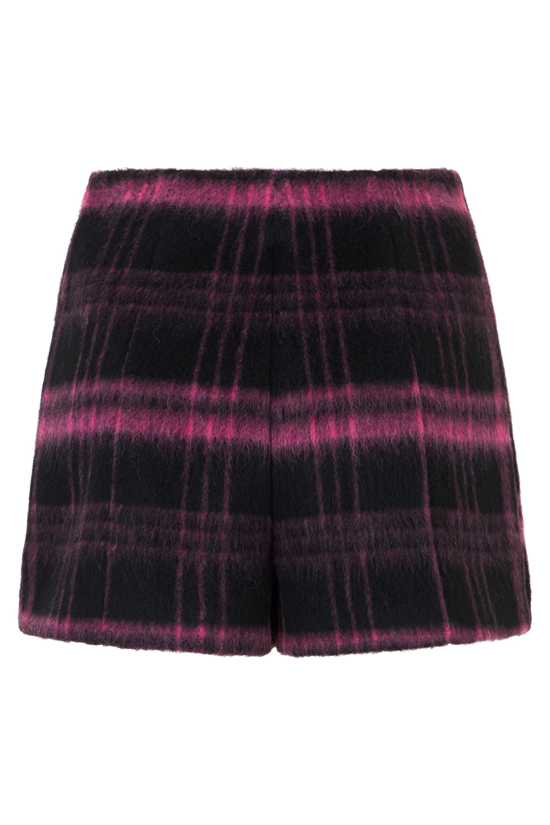 Black short pants with a check pattern and high waist.