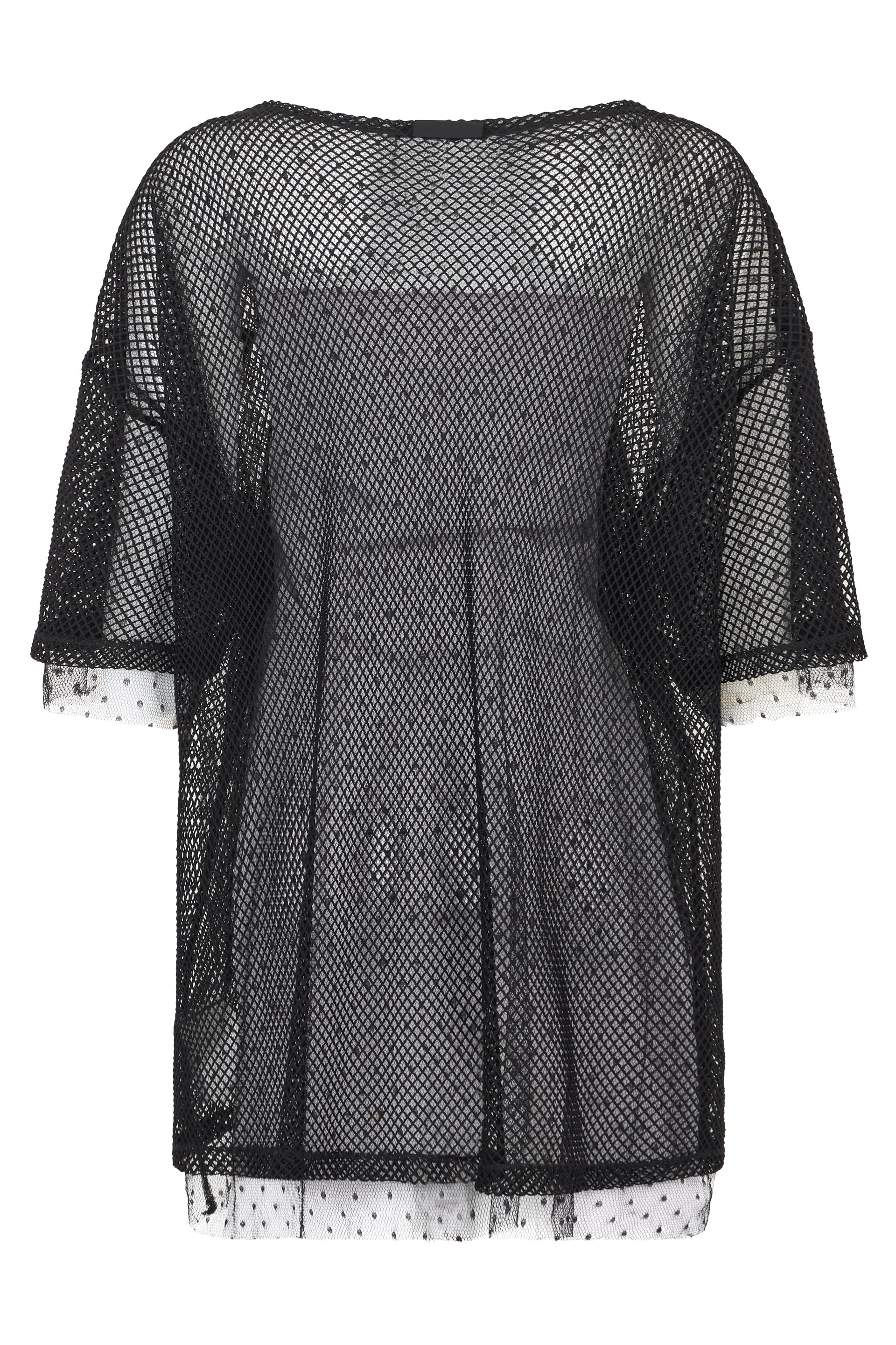 Black transparent short-sleeve t-shirt, elegant and eye-catching.