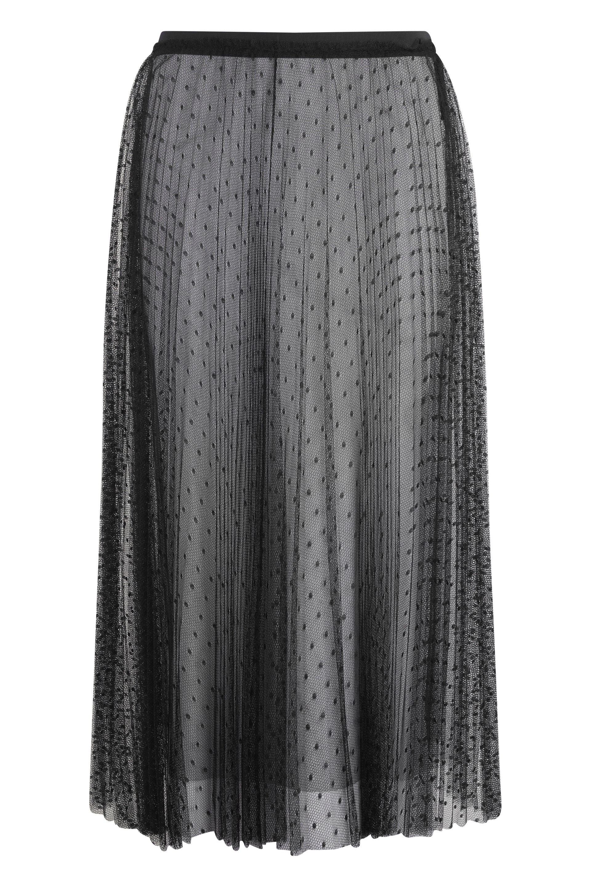 Black sheer midi dress, elegant and chic.