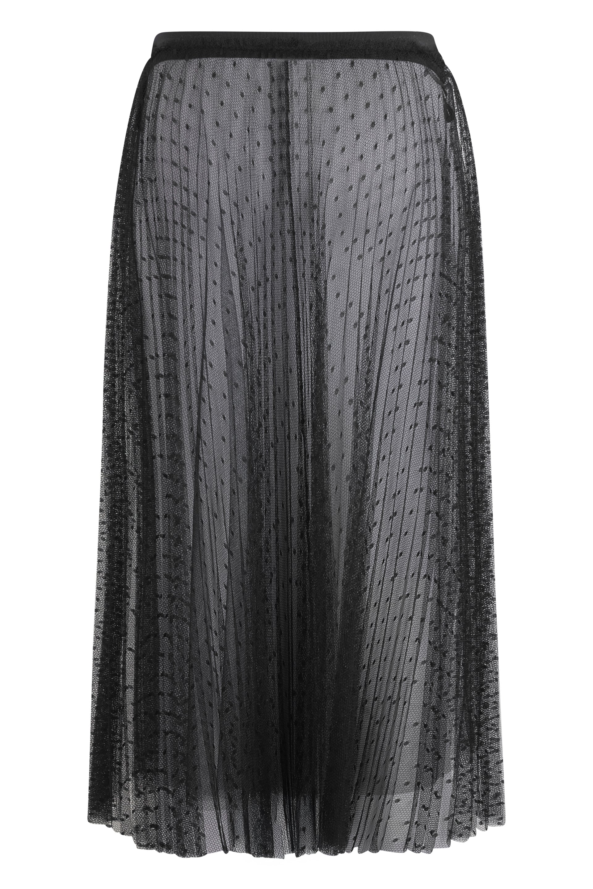Black sheer midi dress, elegant and chic.