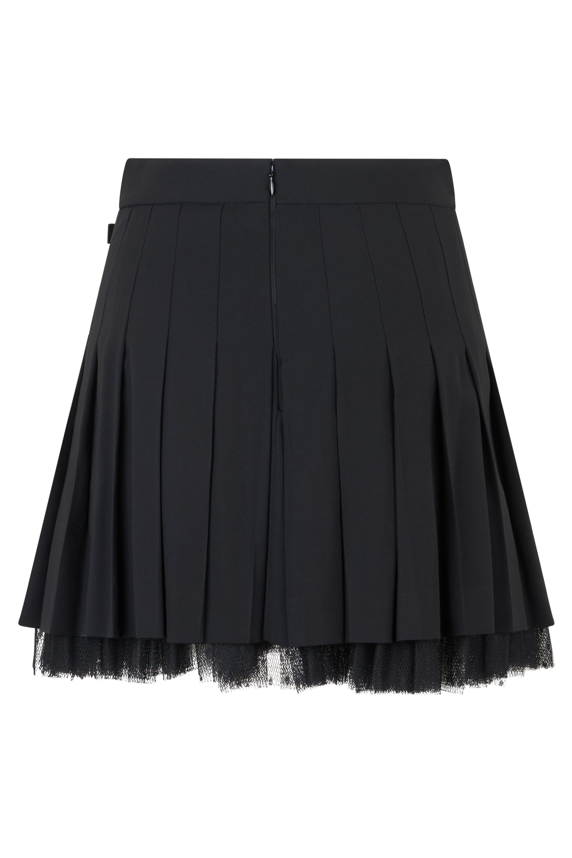Elegant and versatile short black skirt.