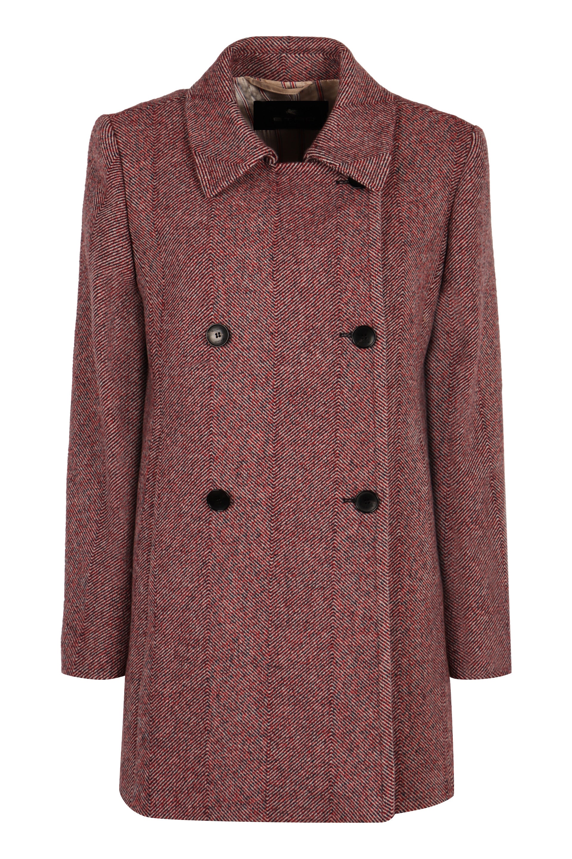 Double-breasted wool-blend tweed coat