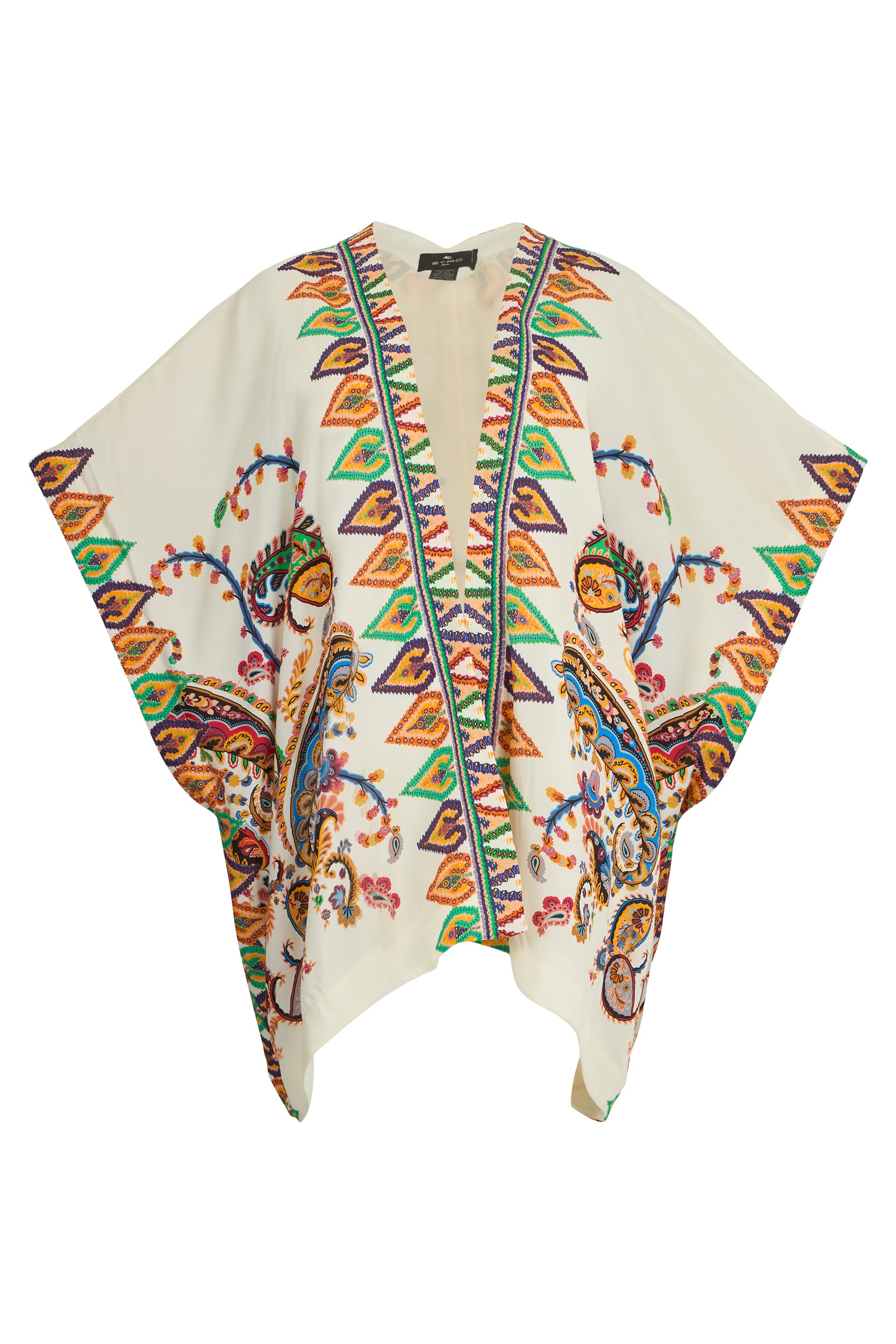 Poncho with multicolored print